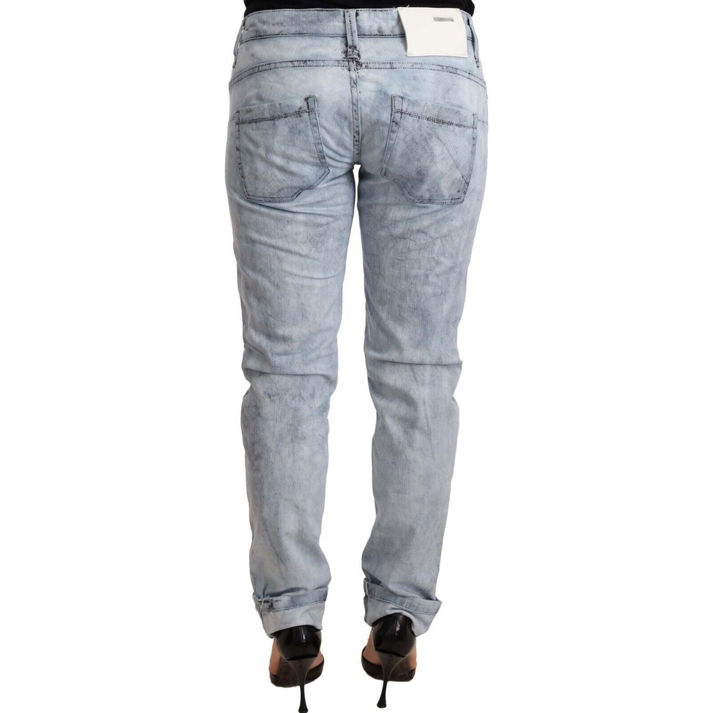 Acht Chic Light Blue Push Up Denim Jeans Jeans & Pants Acht Dark Gray