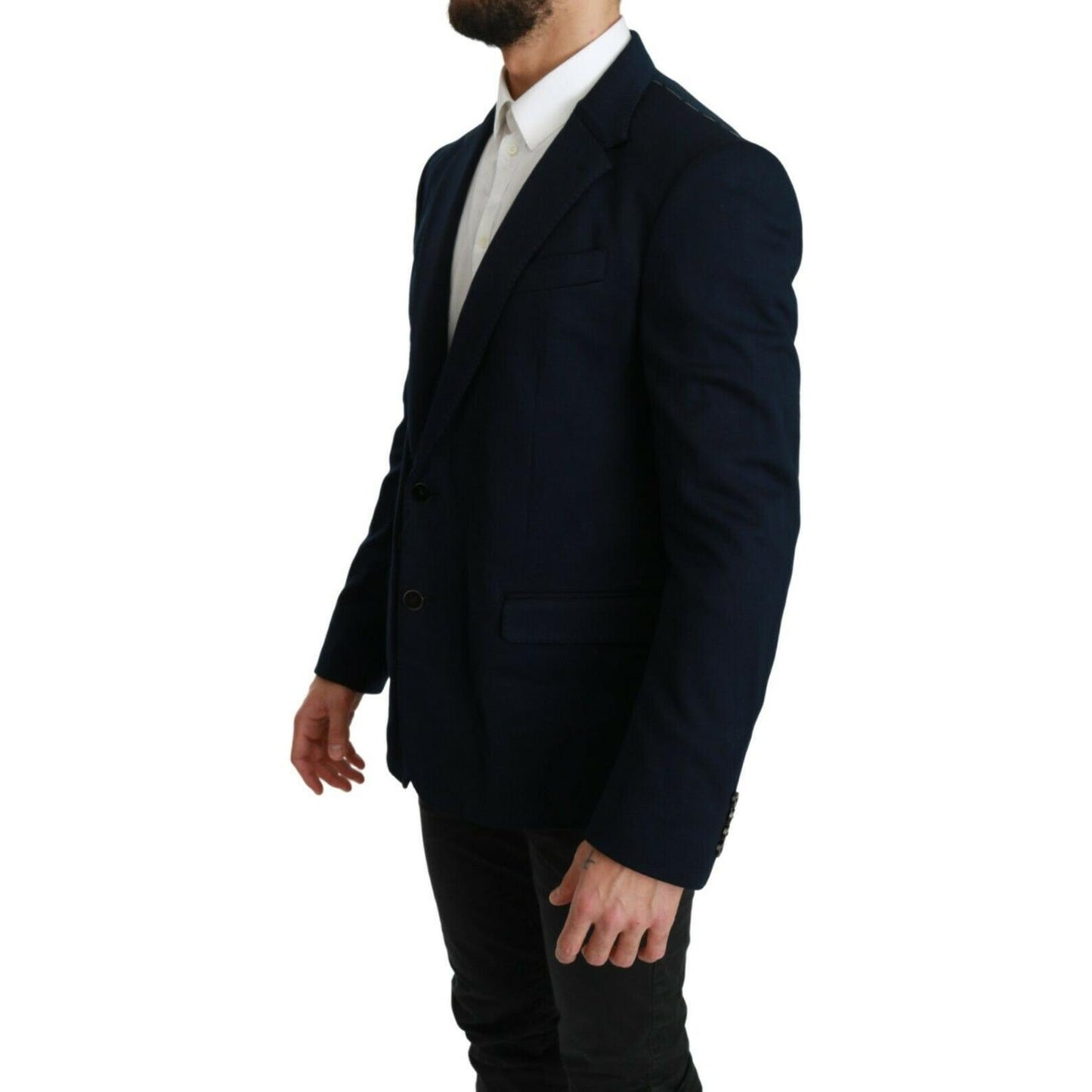 Dolce & Gabbana Elegant Slim Fit Dark Blue Men's Blazer Blazer Jacket Dolce & Gabbana Black