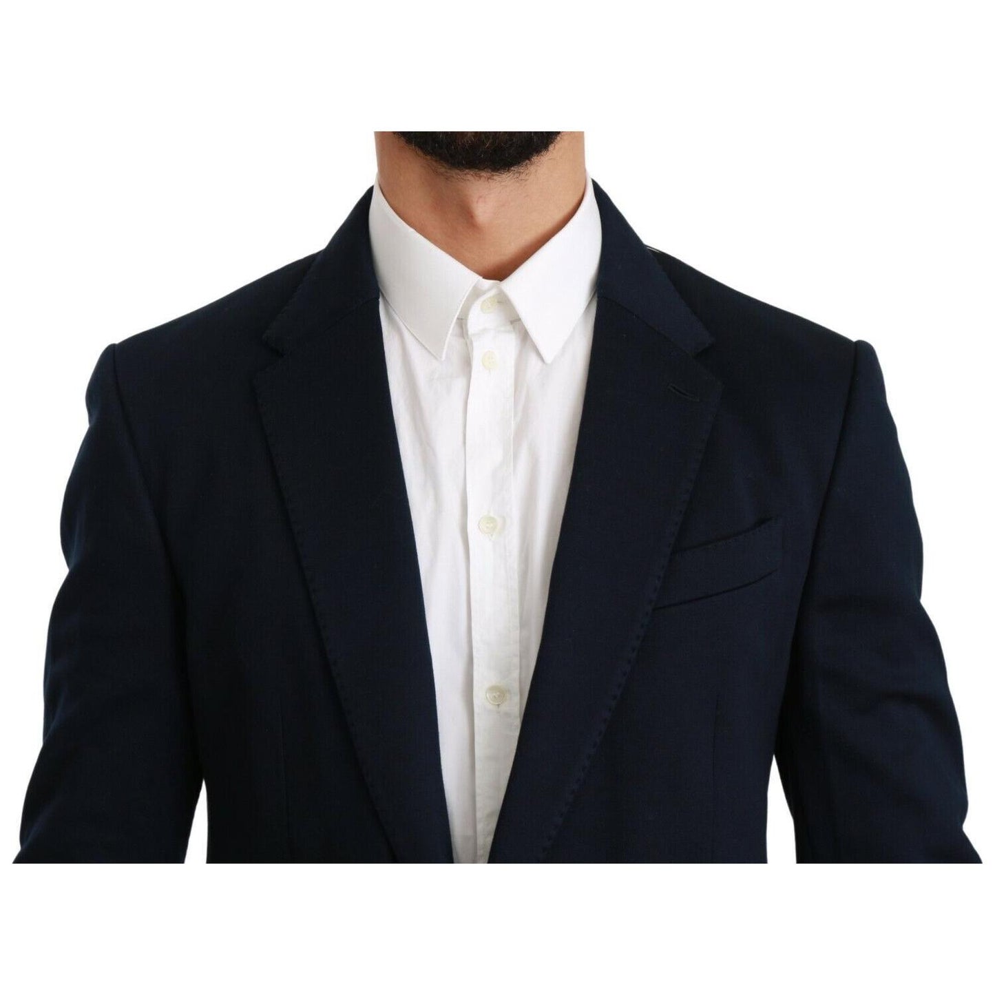 Dolce & Gabbana Elegant Slim Fit Dark Blue Men's Blazer Blazer Jacket Dolce & Gabbana Light Gray