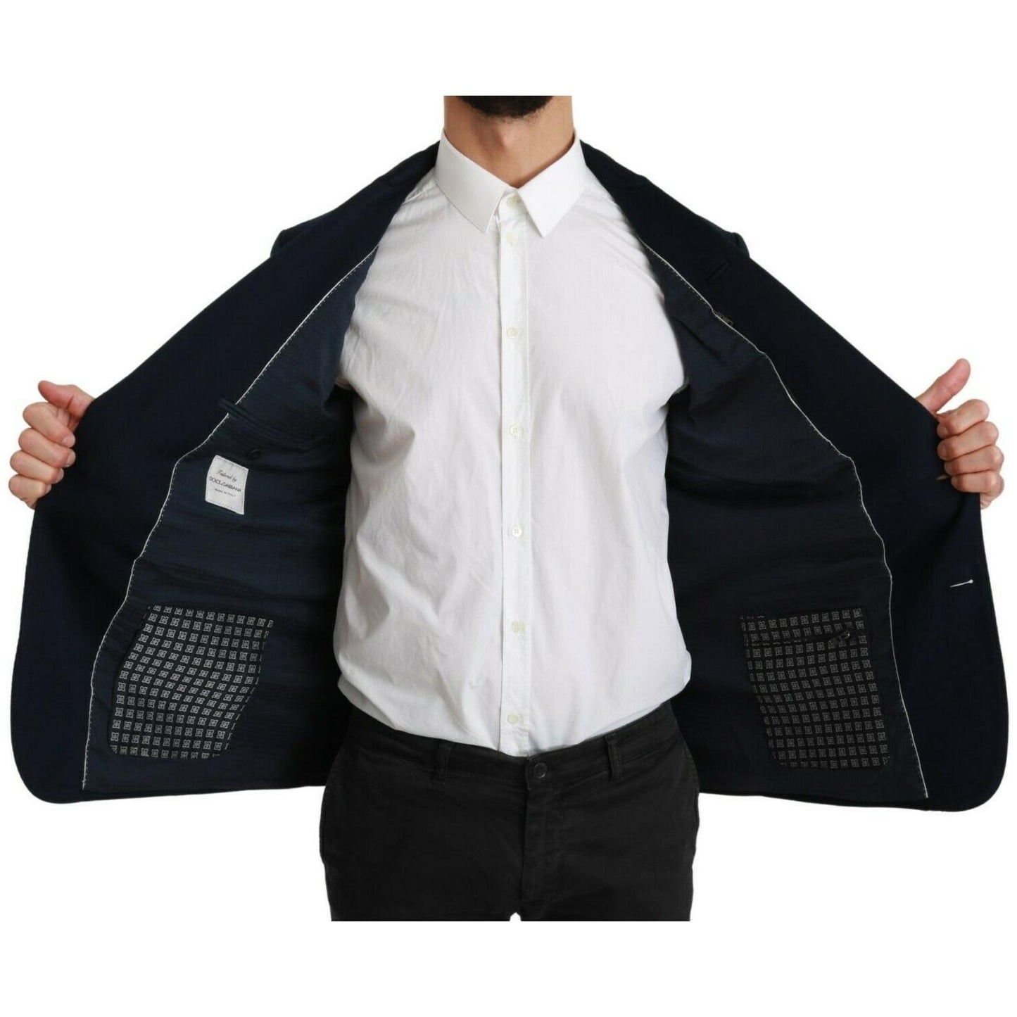 Dolce & Gabbana Elegant Slim Fit Dark Blue Men's Blazer Blazer Jacket Dolce & Gabbana Black
