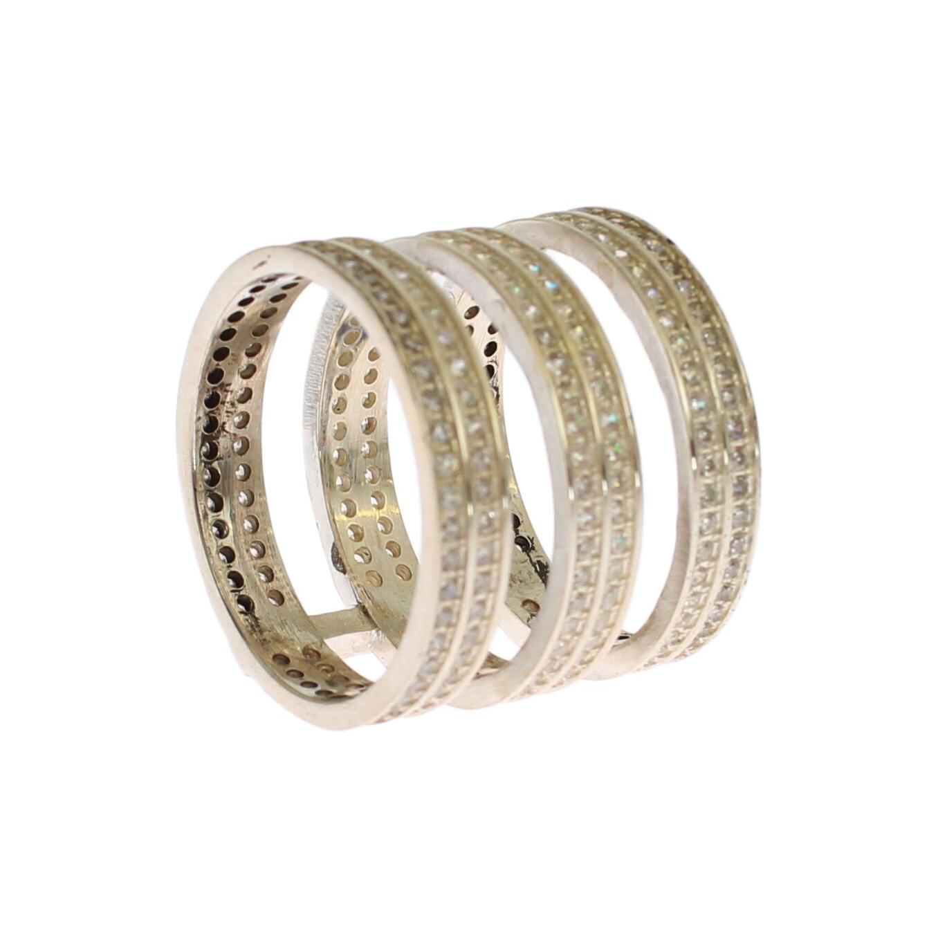 Nialaya Silver Crystal Adorned Statement Ring Ring Nialaya Tan