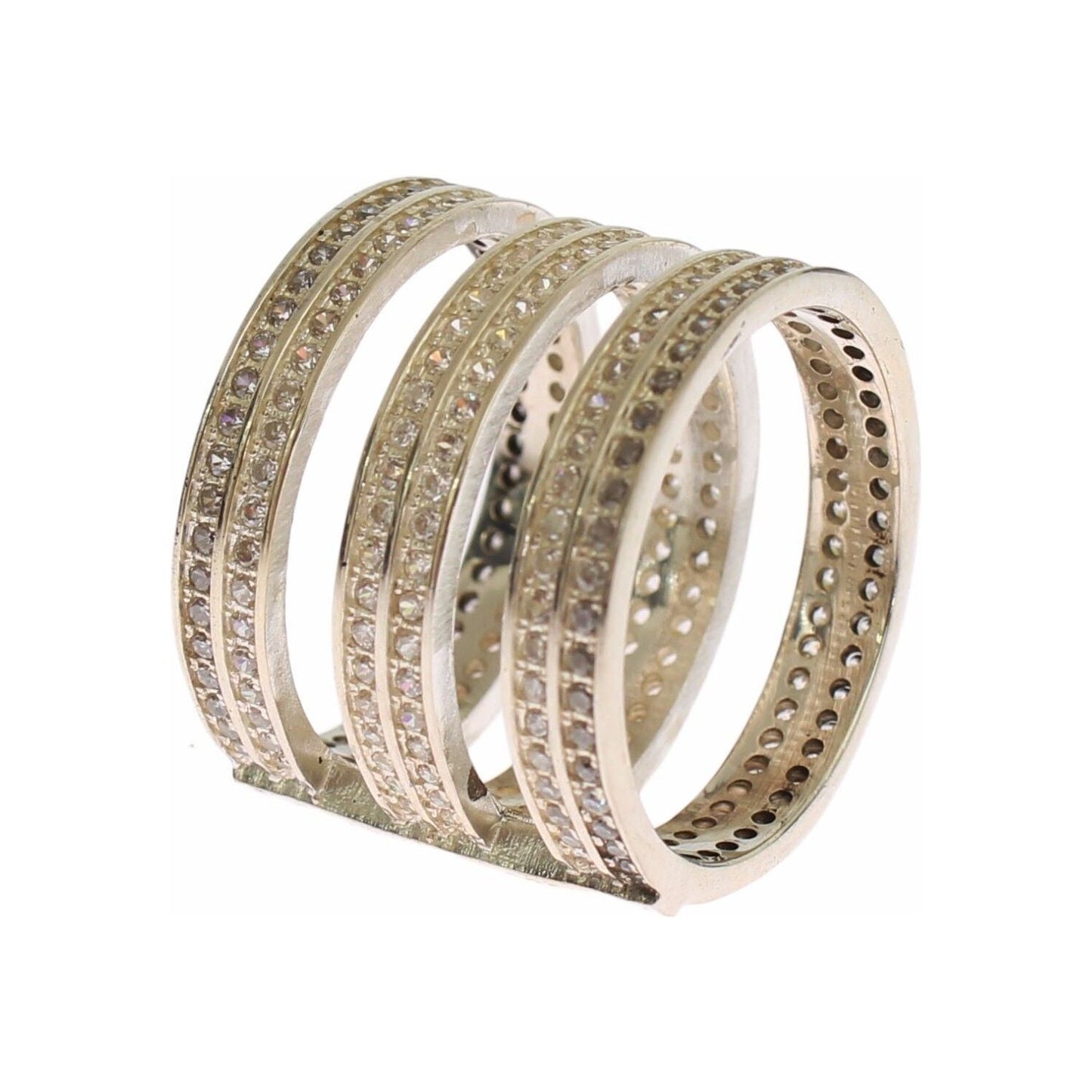 Nialaya Silver Crystal Adorned Statement Ring Ring Nialaya Rosy Brown