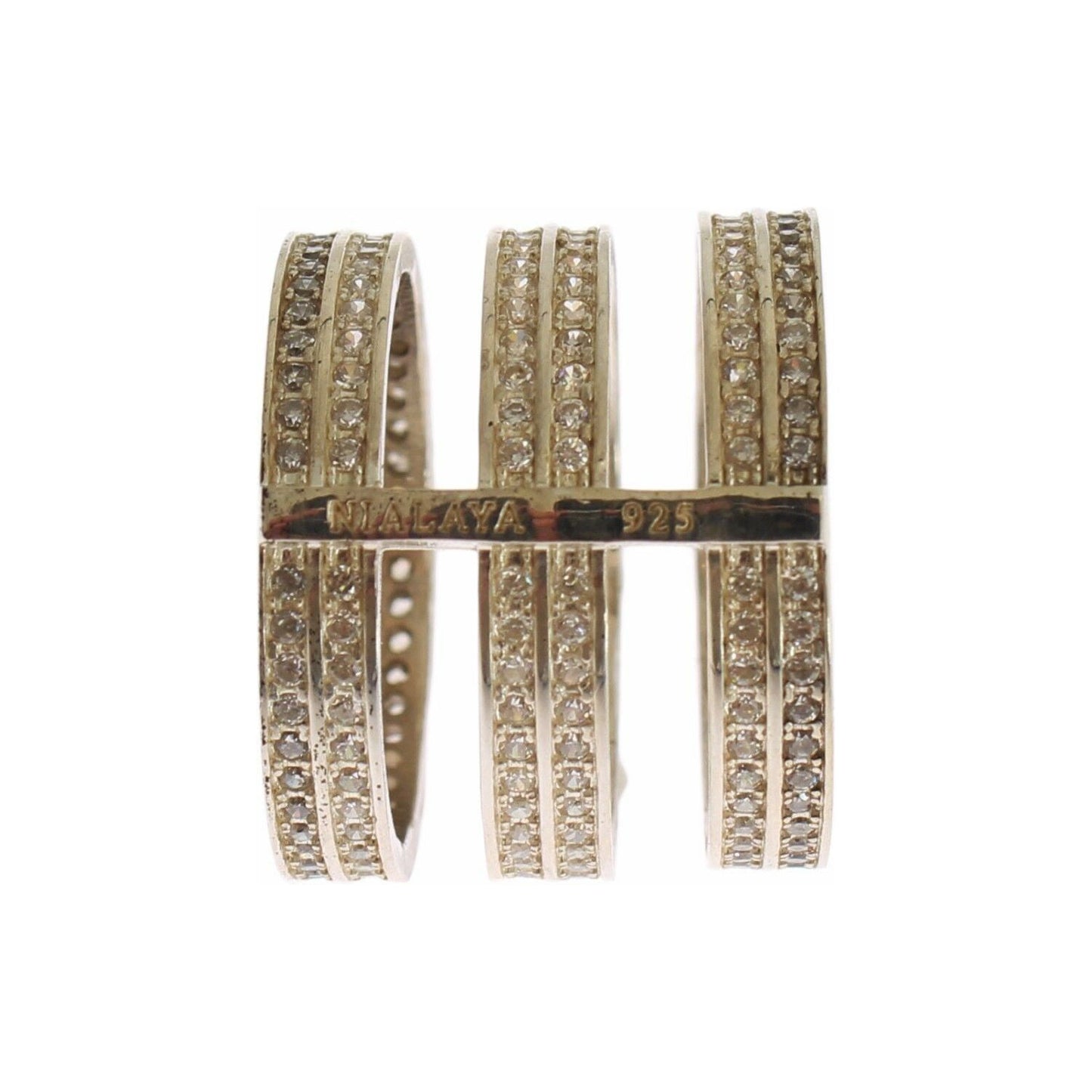 Nialaya Silver Crystal Adorned Statement Ring Ring Nialaya Dim Gray