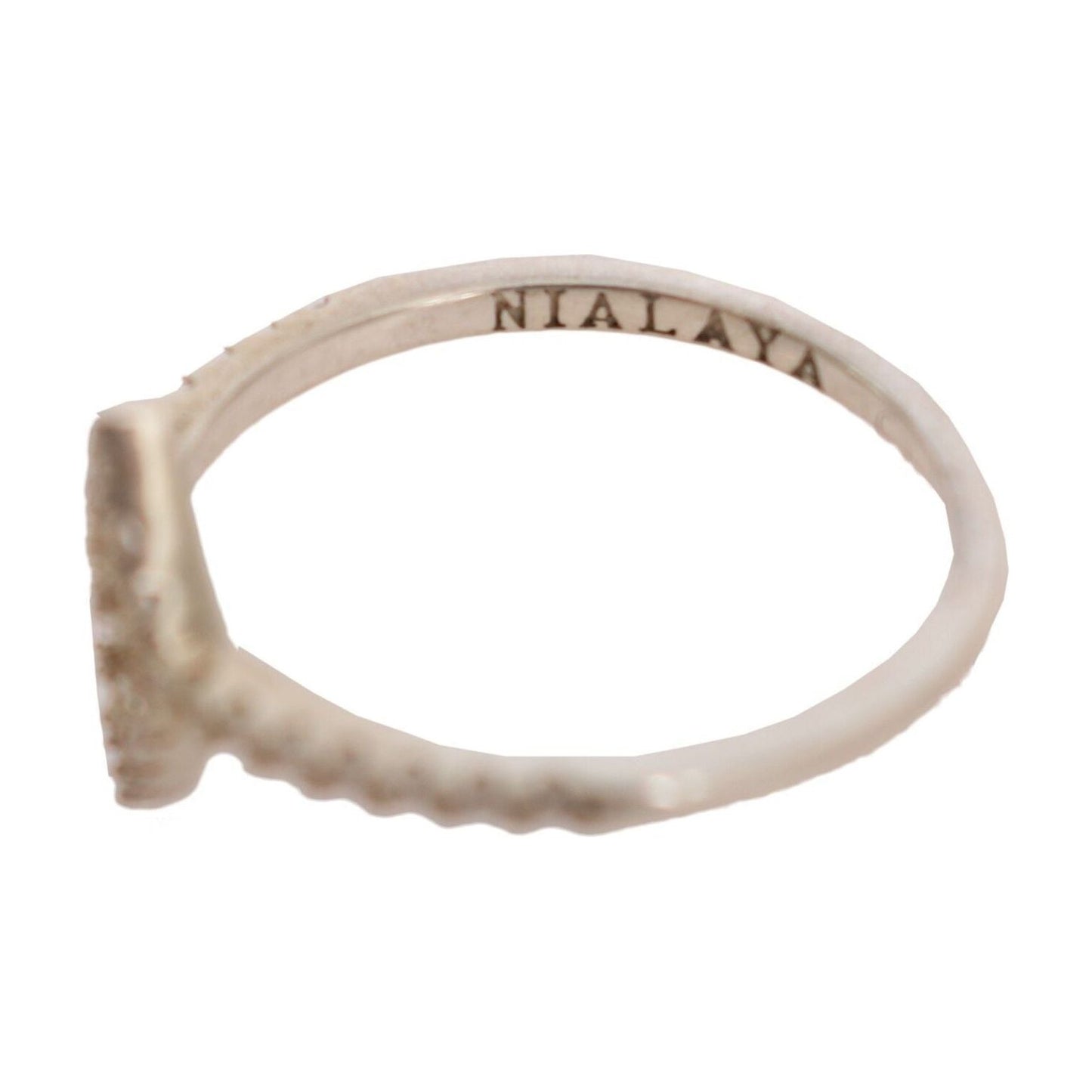 Nialaya Elegant Silver CZ Crystal Studded Ring Ring Nialaya Dark Gray