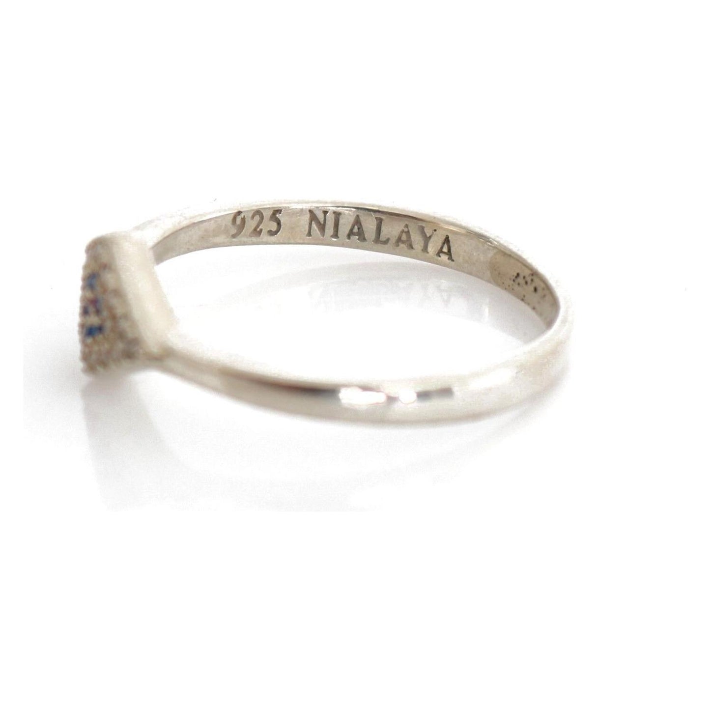 Nialaya Elegant Silver CZ Crystal Encrusted Ring Ring Nialaya Antique White