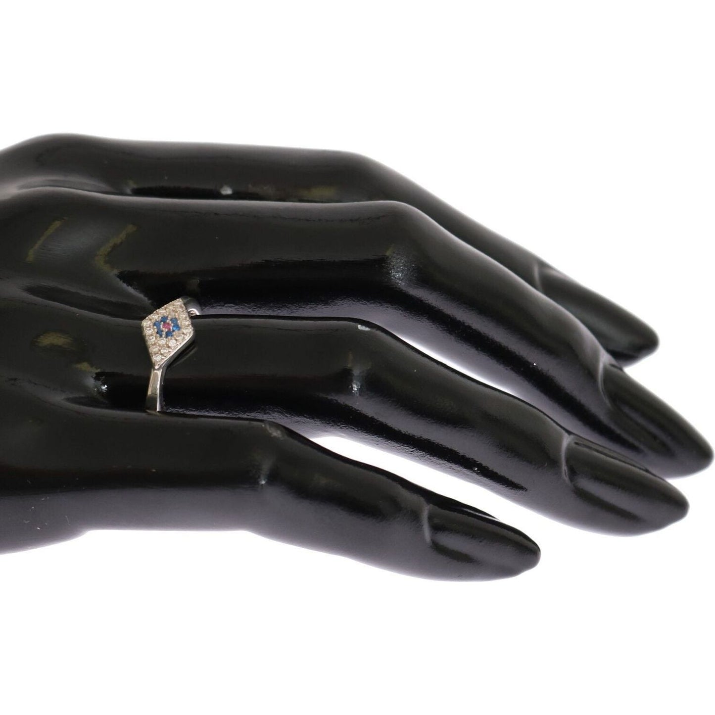 Nialaya Elegant Silver CZ Crystal Encrusted Ring Ring Nialaya Dark Slate Gray