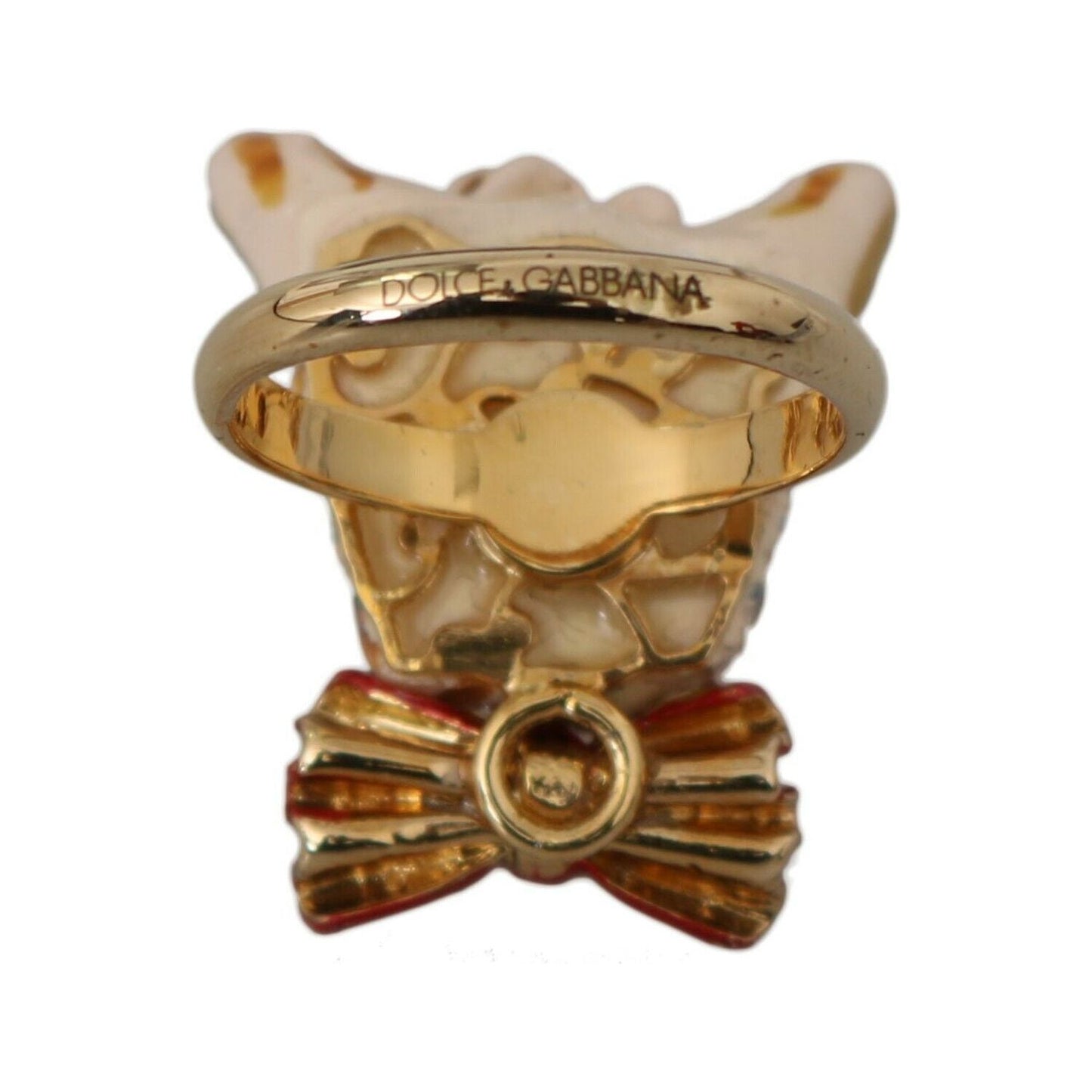 Dolce & Gabbana Elegant Canine-Inspired Gold Tone Ring Ring Dolce & Gabbana Sienna