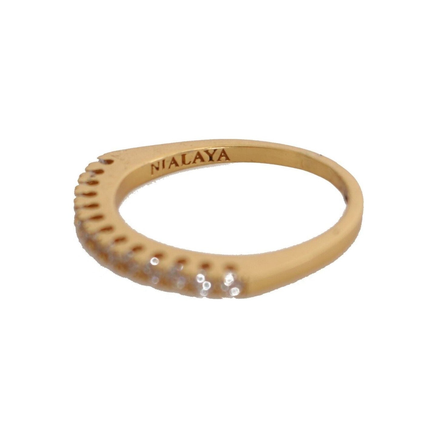 Nialaya Gleaming CZ Crystal Gold-Plated Ring Ring Nialaya Dark Khaki