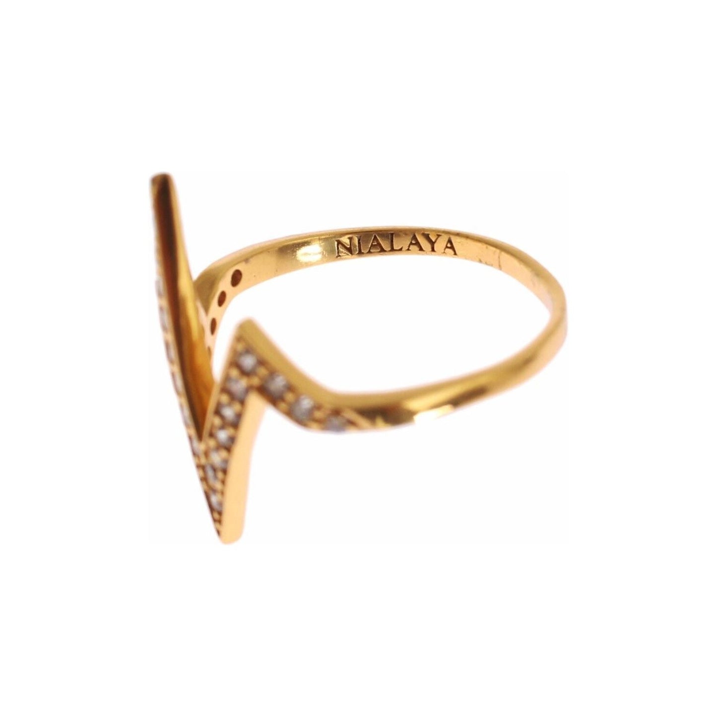 Nialaya Glamorous Gold Plated Sterling Silver Ring Nialaya Dark Khaki