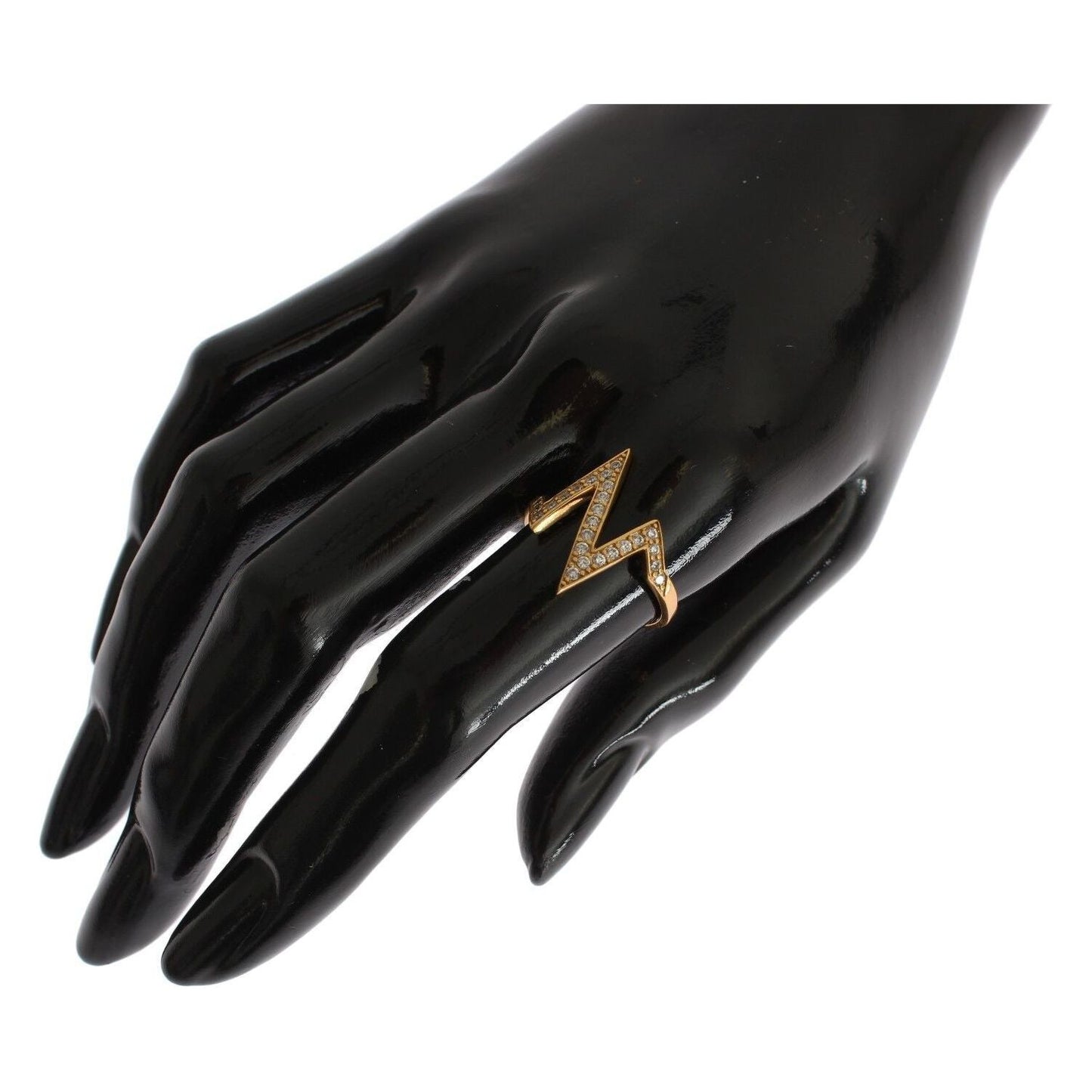 Nialaya Glamorous Gold Plated Sterling Silver Ring Nialaya Black