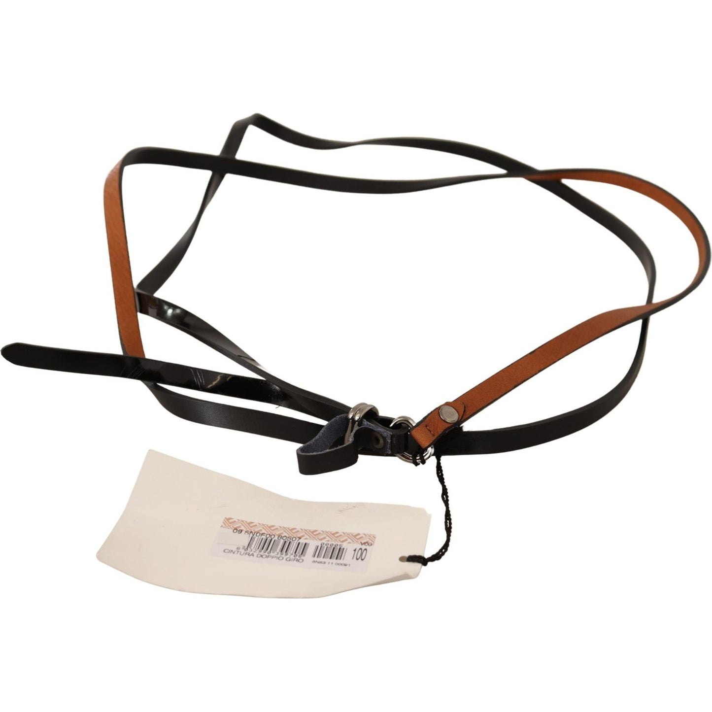 Costume National Elegant Brown Leather Fashion Belt WOMAN BELTS Costume National Black