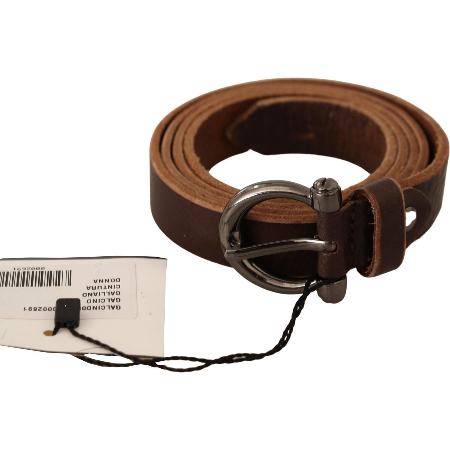John Galliano Elegant Brown Leather Fashion Belt WOMAN BELTS John Galliano Dark Slate Gray