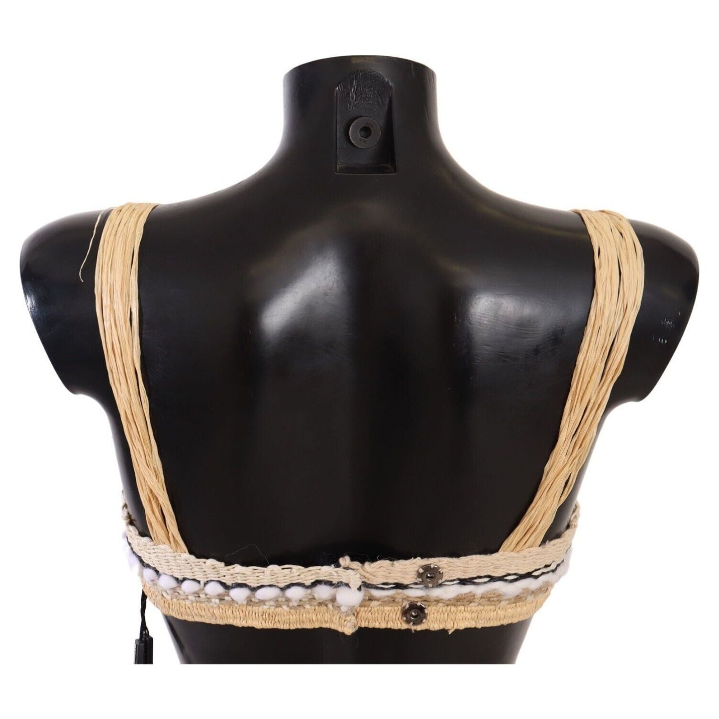 Dolce & Gabbana Chic Beige Crochet Cropped Top WOMAN TOPS AND SHIRTS Dolce & Gabbana Black