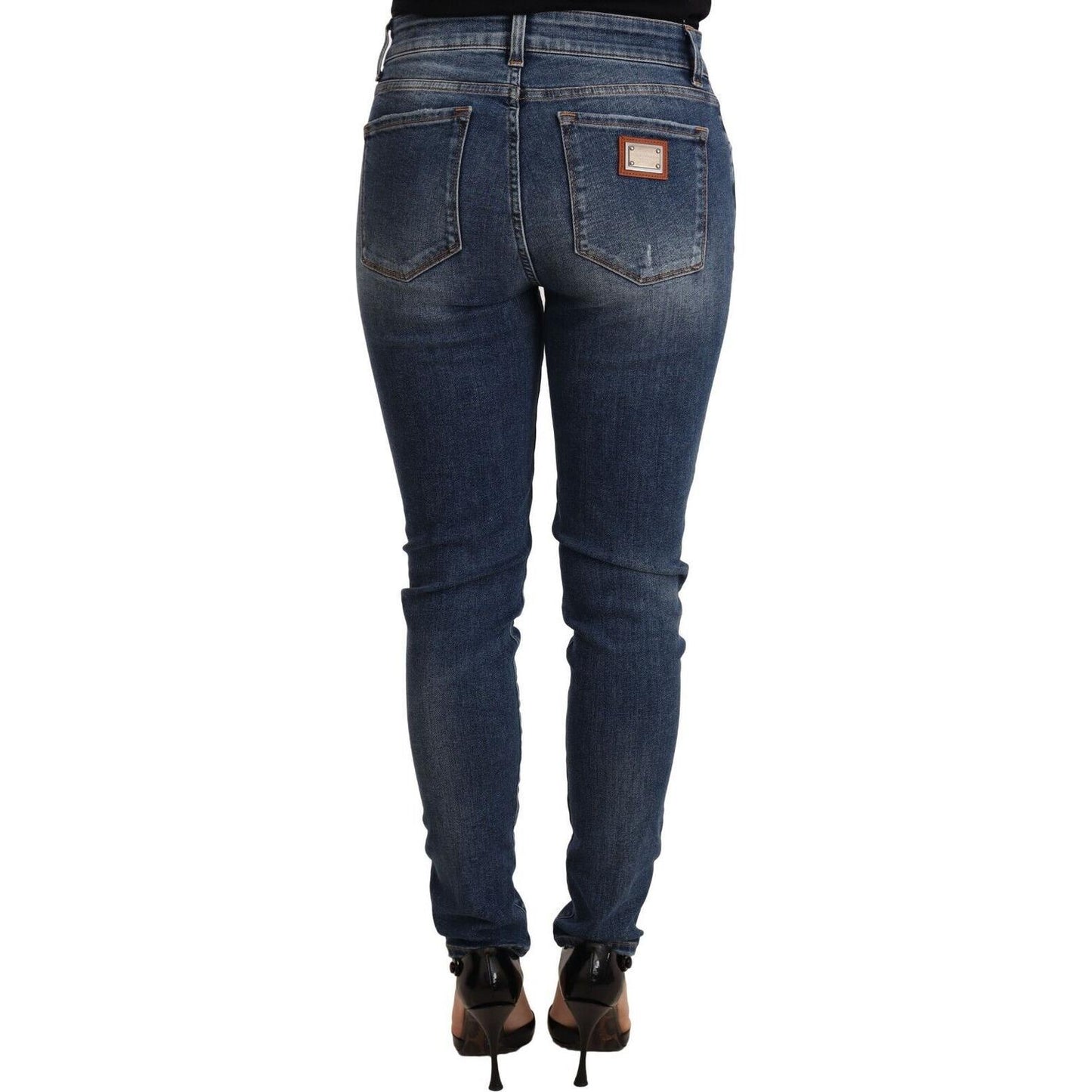 Dolce & Gabbana Elegant Slim-Fit Distressed Skinny Jeans Dolce & Gabbana Dark Slate Gray