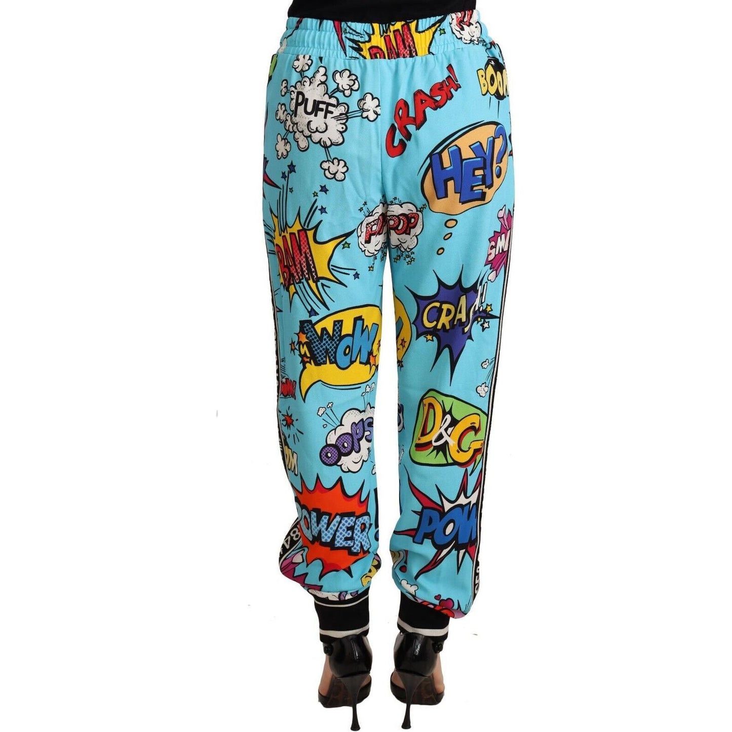 Dolce & Gabbana Chic Cartoon Print Knitted Jogger Pants Jeans & Pants Dolce & Gabbana Medium Aquamarine