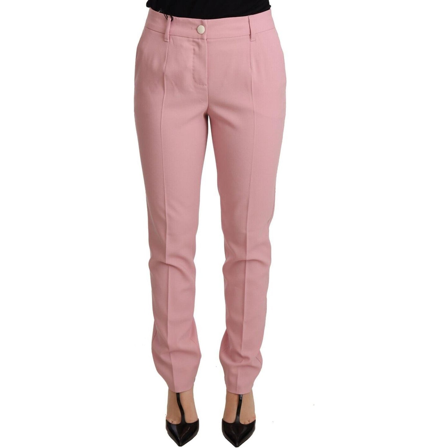 Dolce & Gabbana Elegant Pink Tapered Wool Trousers Jeans & Pants Dolce & Gabbana Rosy Brown