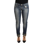 Acht Blue Washed Cotton Low Waist Skinny Denim Women Trouser Jeans Jeans & Pants