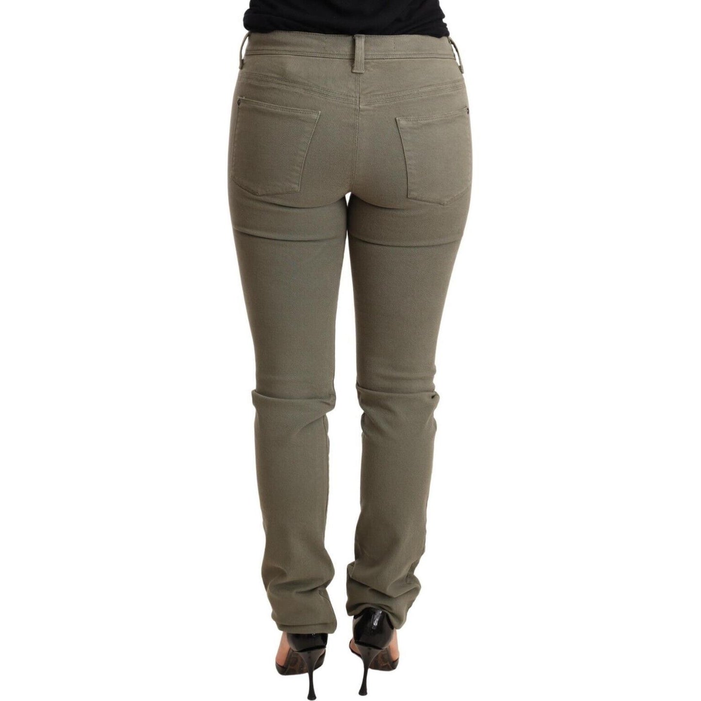 Ermanno Scervino Chic Green Low Waist Skinny Jeans Jeans & Pants Ermanno Scervino Dim Gray