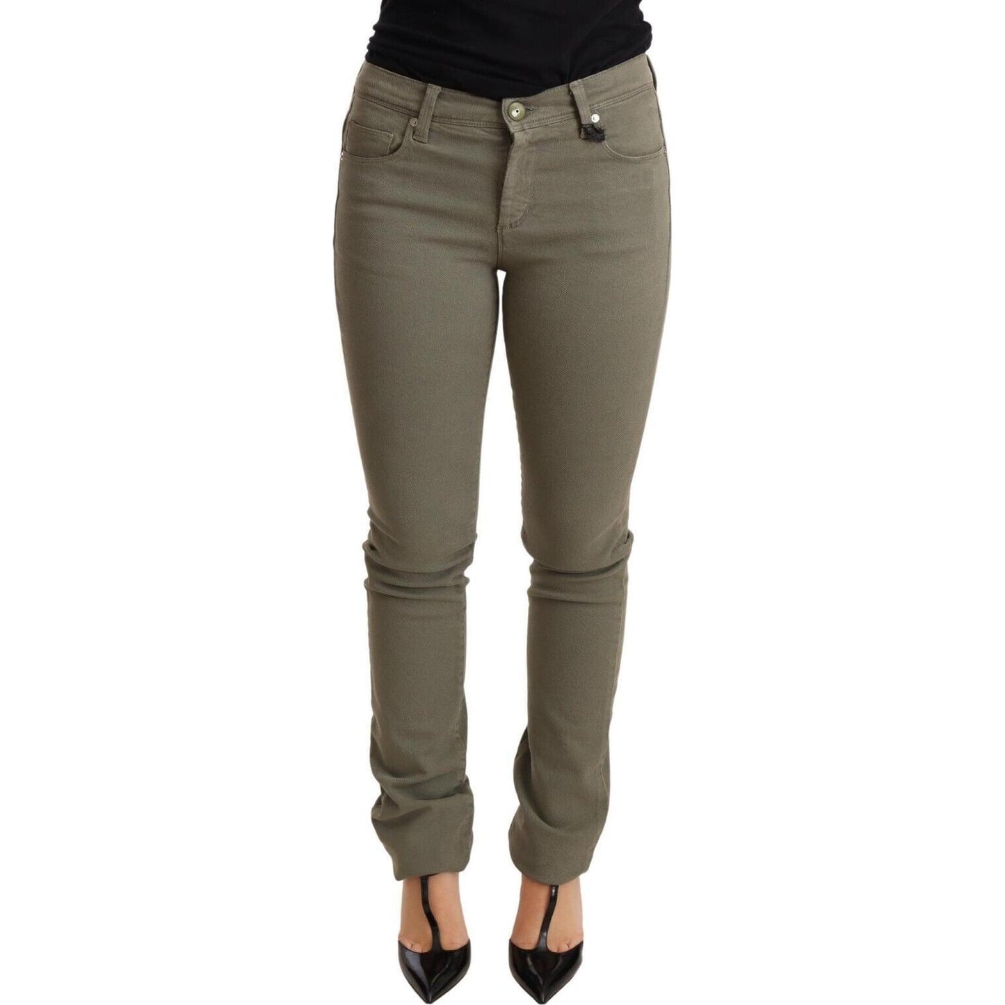 Ermanno Scervino Chic Green Low Waist Skinny Jeans Jeans & Pants Ermanno Scervino Dim Gray