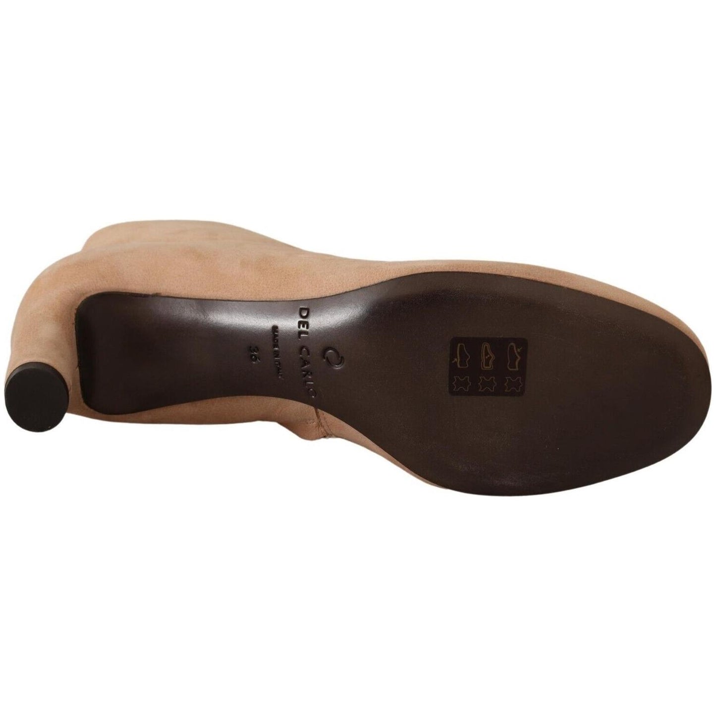 DEL CARLO Elegant Beige Leather Boots WOMAN BOOTS DEL CARLO Tan