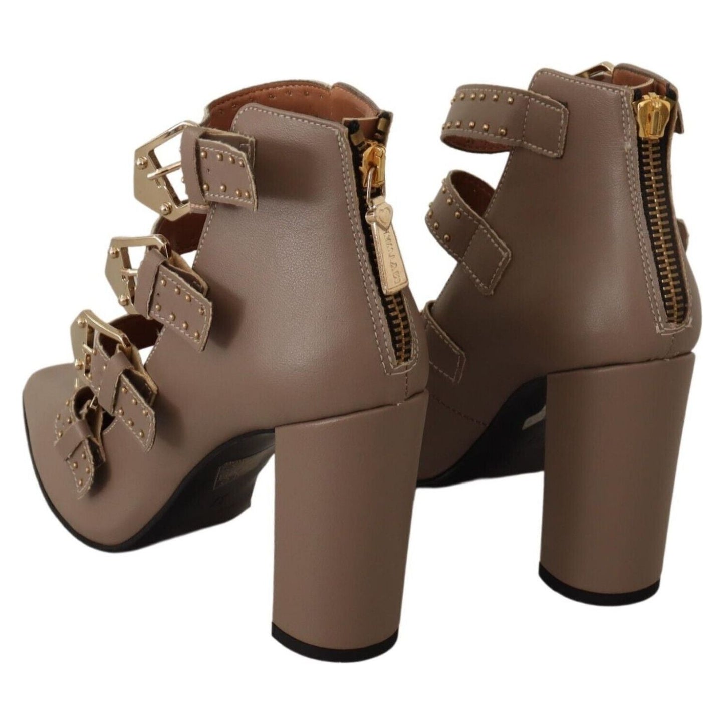 MY TWIN Elegant Leather Multi-Buckle Heels in Brown WOMAN PUMPS MY TWIN Dark Olive Green