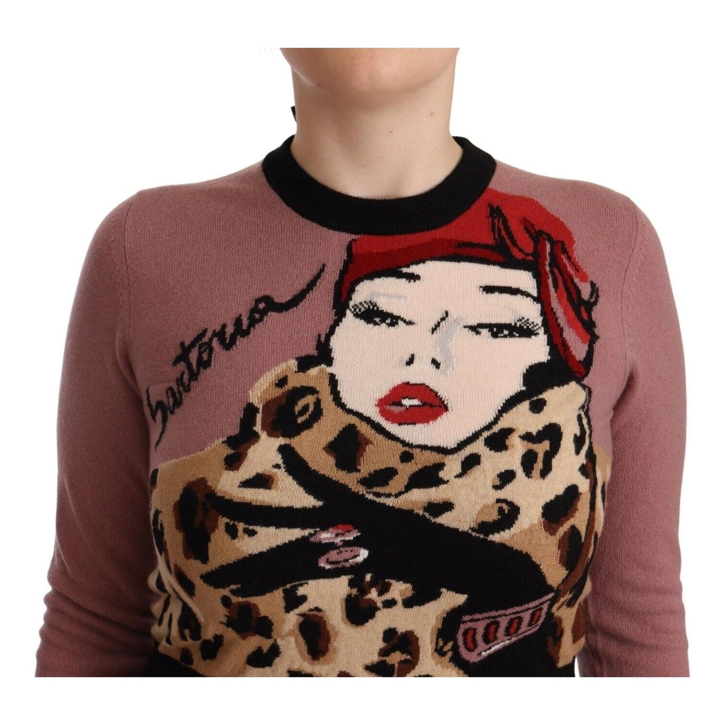 Dolce & Gabbana Elegant Pink Cashmere Crewneck Sweater WOMAN SWEATERS Dolce & Gabbana Sienna