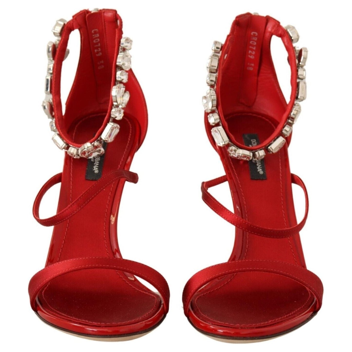 Dolce & Gabbana Red Crystal-Embellished Heel Sandals Dolce & Gabbana Dark Red