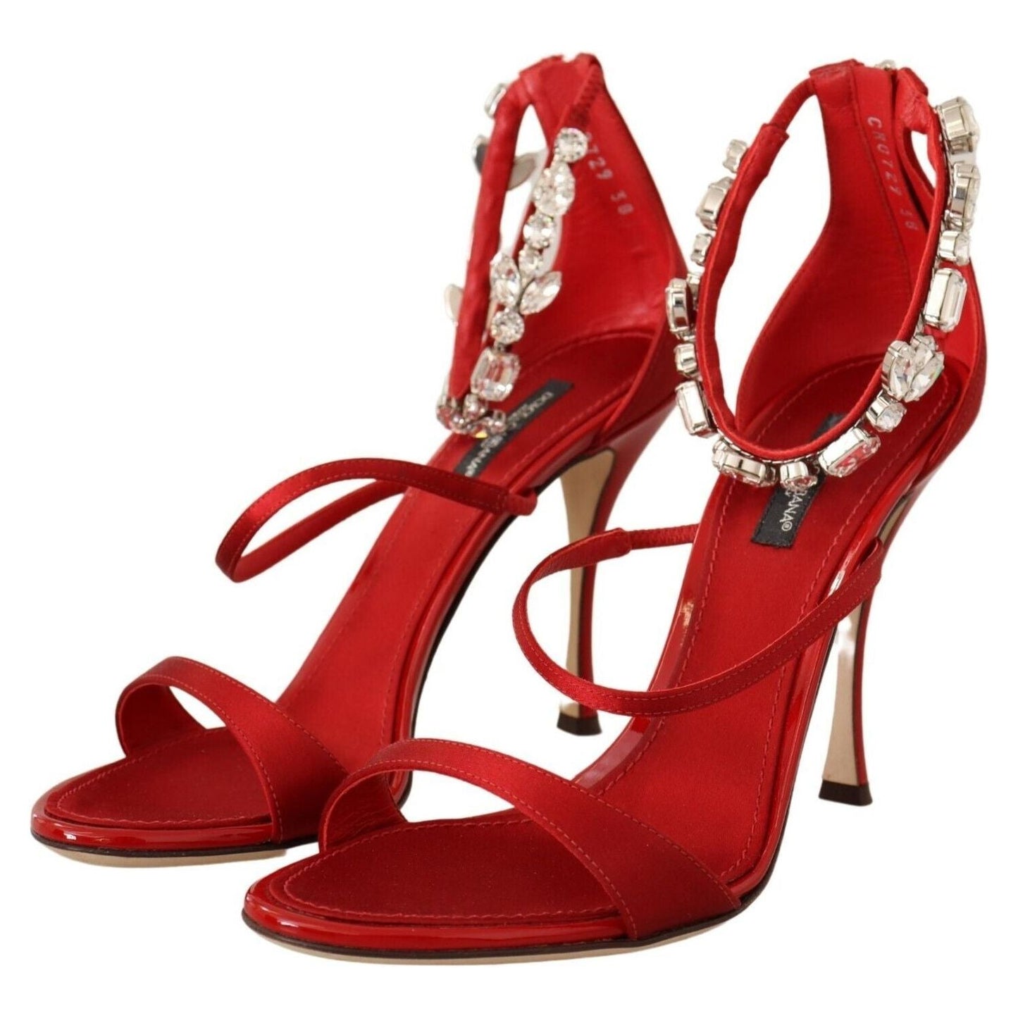 Dolce & Gabbana Red Crystal-Embellished Heel Sandals Dolce & Gabbana Brown