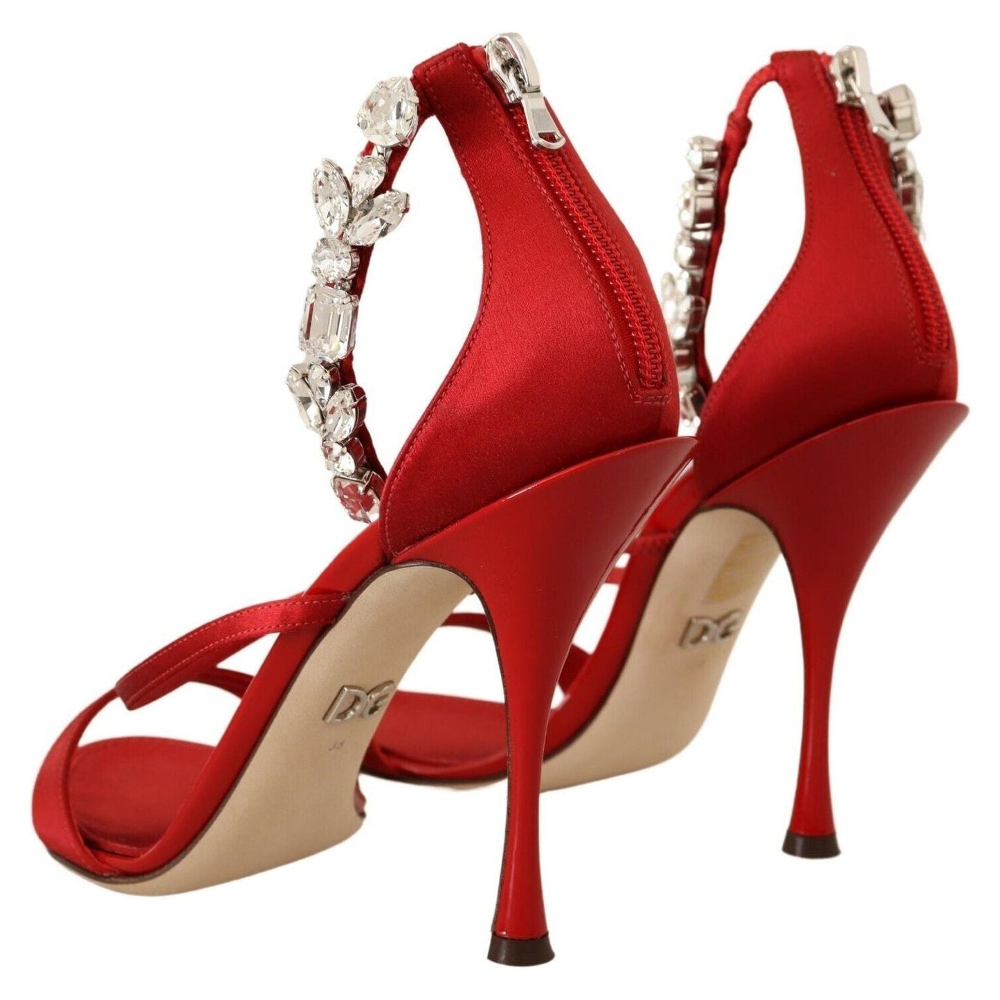 Dolce & Gabbana Red Crystal-Embellished Heel Sandals Dolce & Gabbana Brown