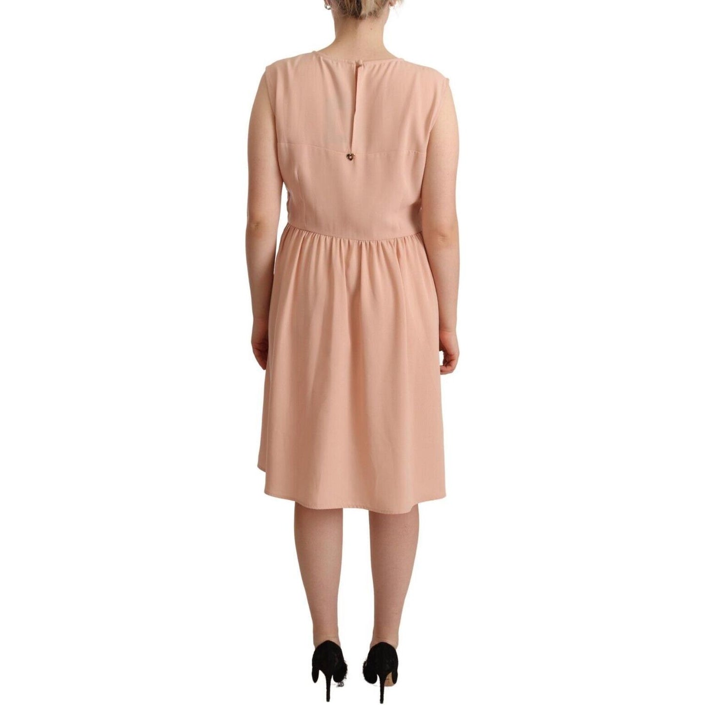 Twinset Elegant Beige Sleeveless Shift Dress WOMAN DRESSES Twinset Rosy Brown
