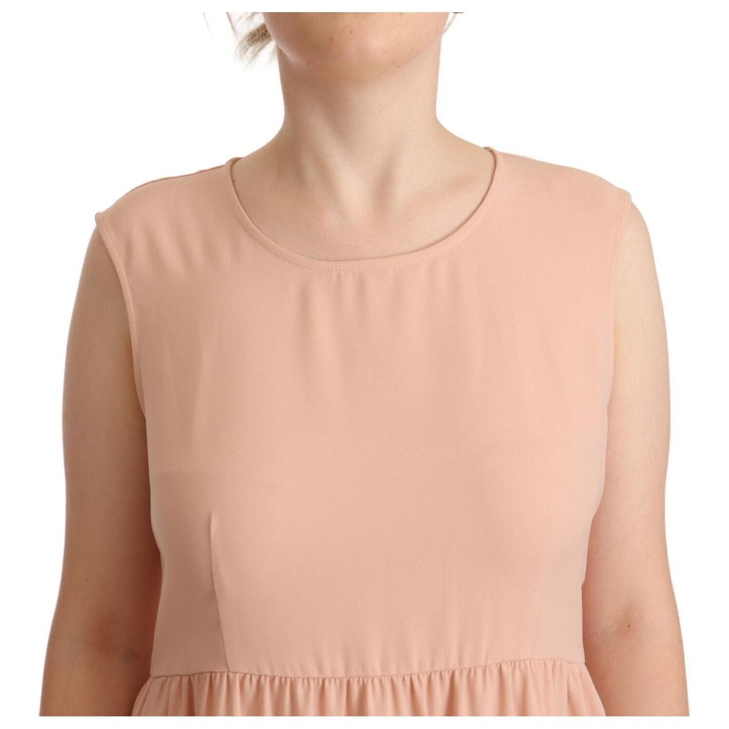 Twinset Elegant Beige Sleeveless Shift Dress WOMAN DRESSES Twinset Tan