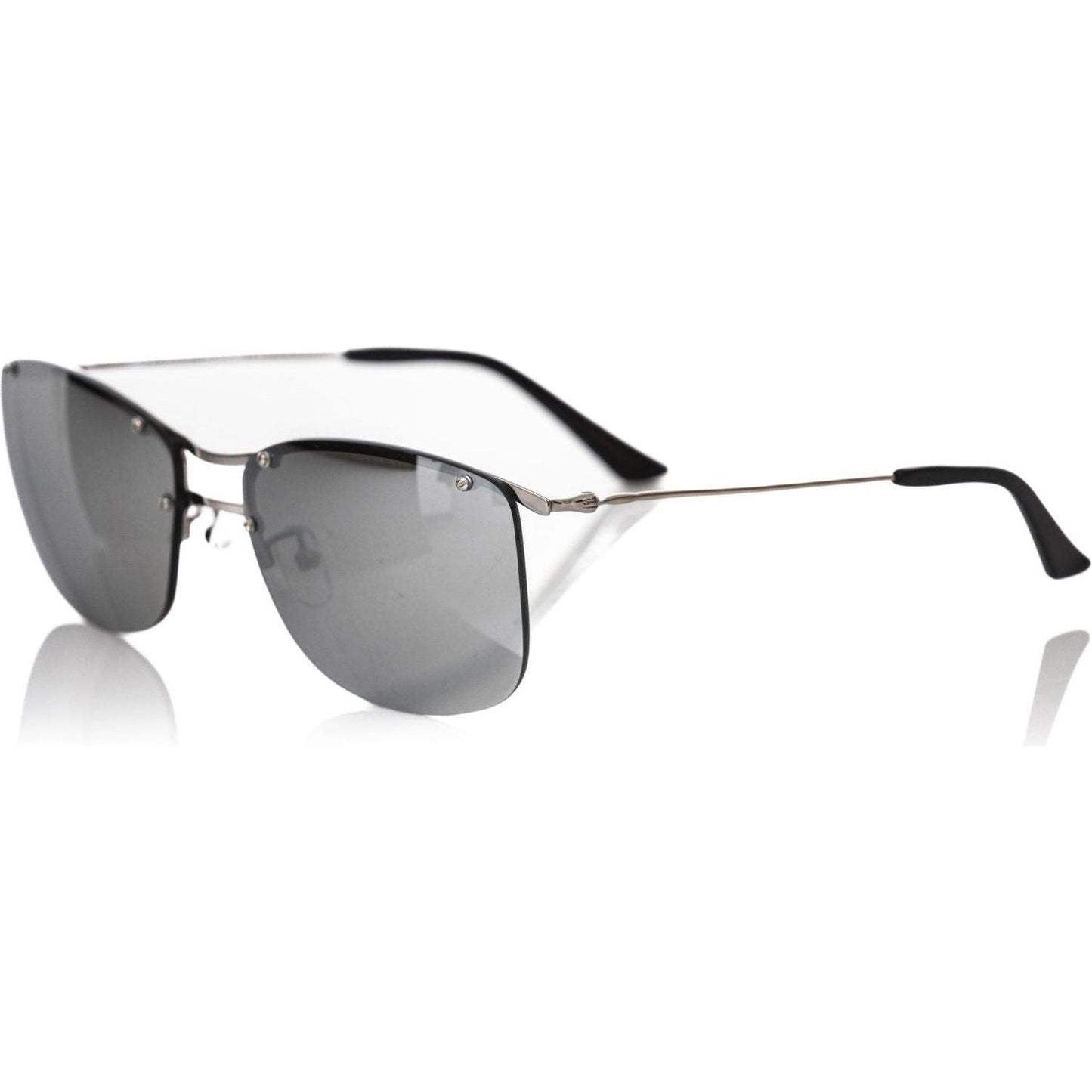 Frankie Morello Silver Metallic Men Sunglass Frankie Morello Light Slate Gray