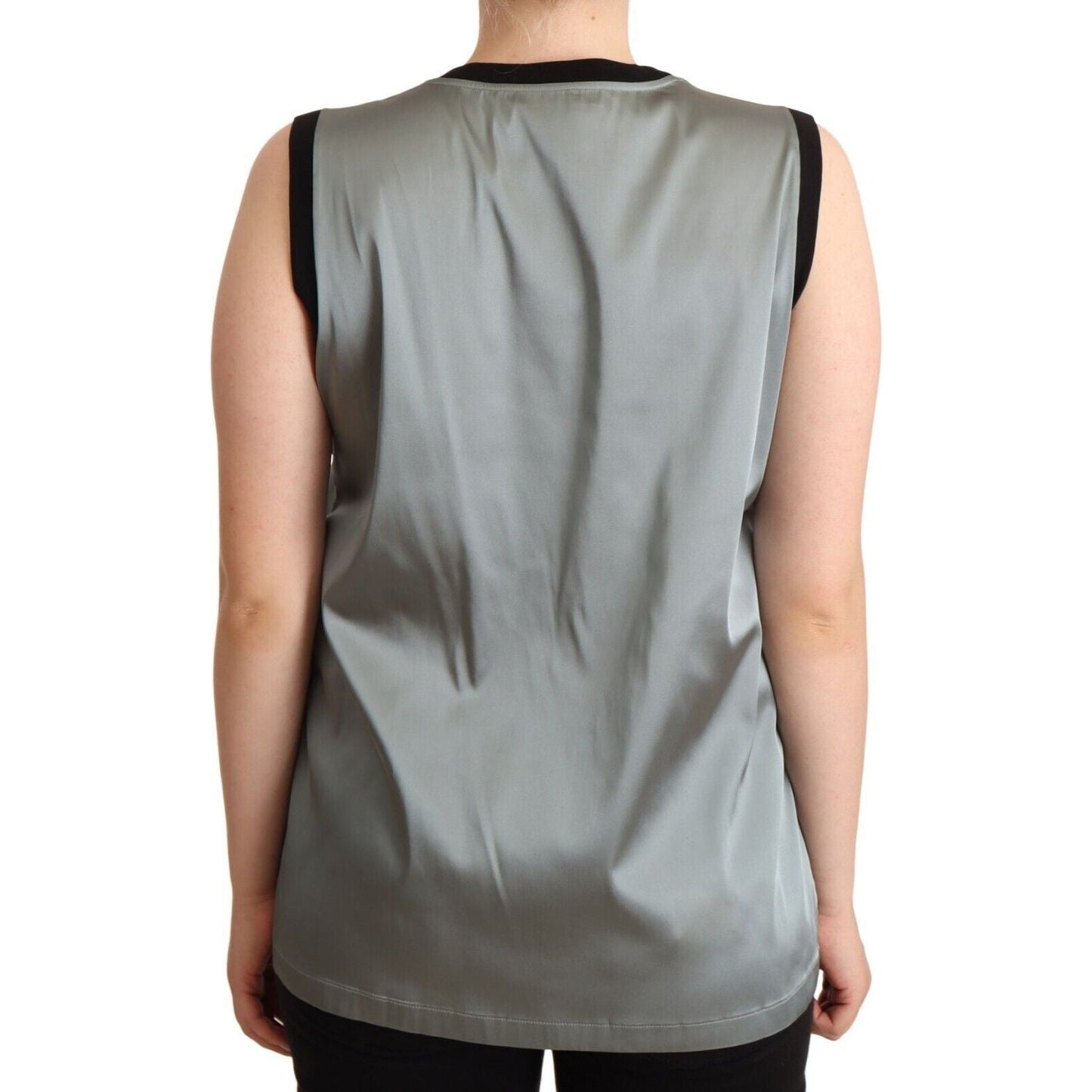 Dolce & Gabbana Elegant Silver Sleeveless Blouse WOMAN TOPS AND SHIRTS Dolce & Gabbana Light Slate Gray