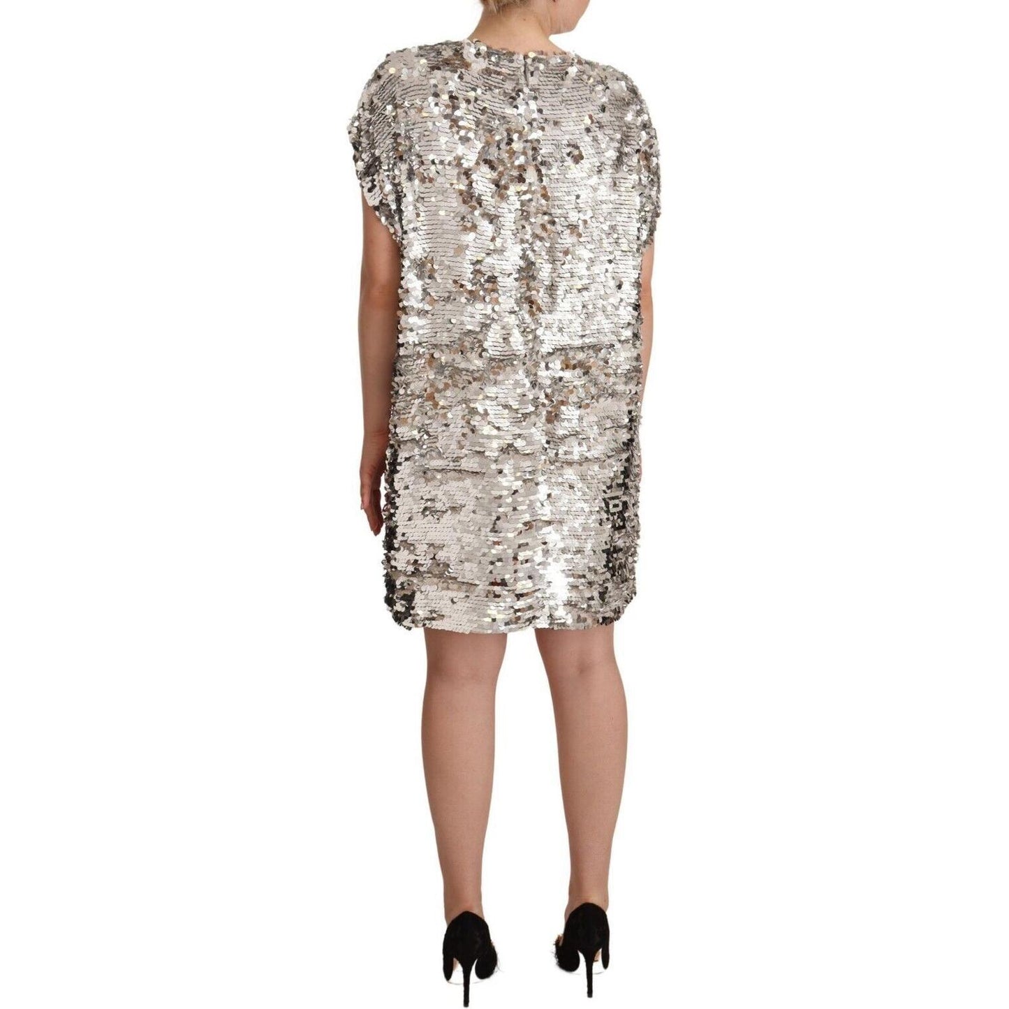 MSGM Elegant Sequined Boat Neck Mini Dress MSGM Rosy Brown