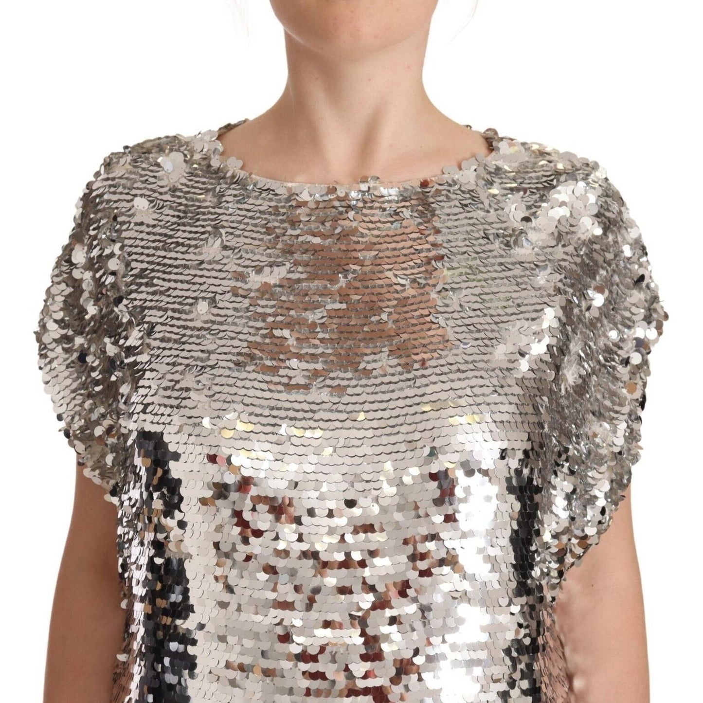 MSGM Elegant Sequined Boat Neck Mini Dress MSGM Rosy Brown