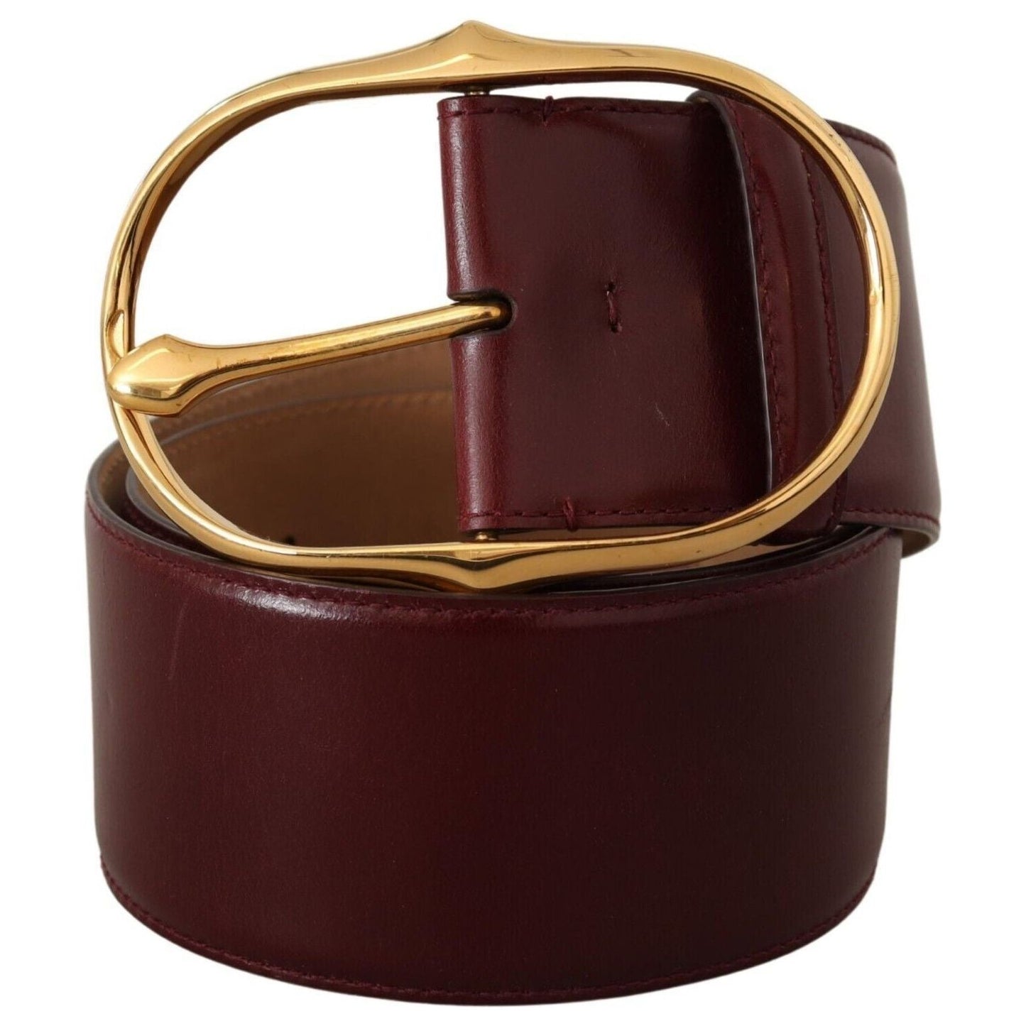 Dolce & Gabbana Elegant Brown Leather Belt with Gold Oval Buckle Dolce & Gabbana Black
