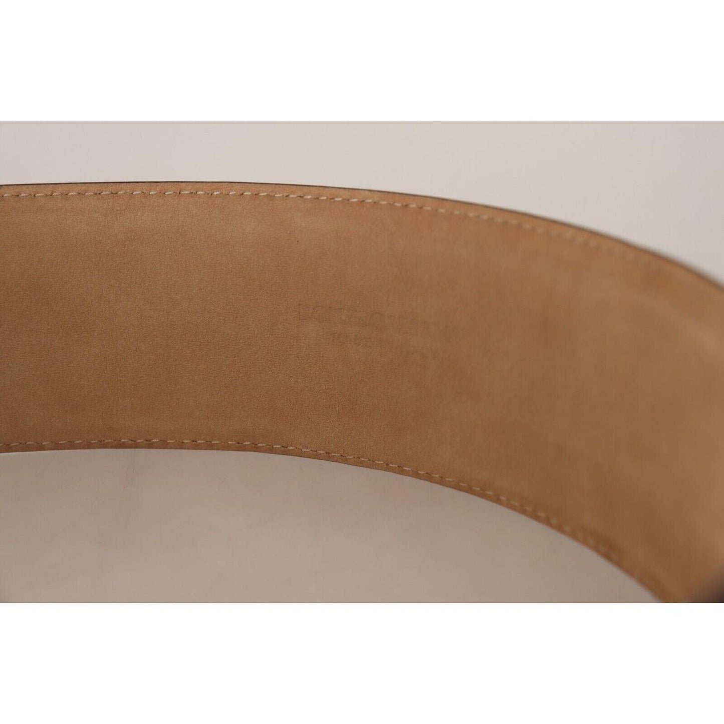 Dolce & Gabbana Elegant Brown Leather Belt with Gold Oval Buckle Dolce & Gabbana Dim Gray