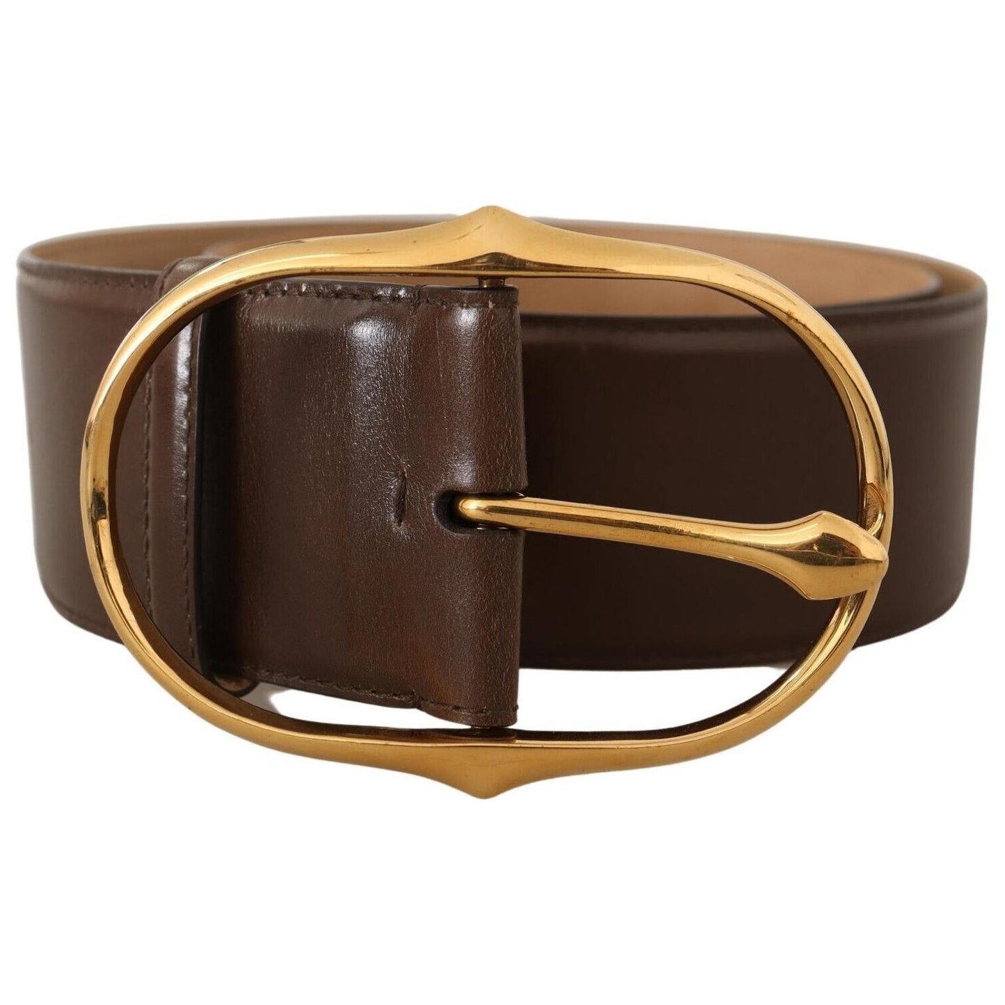 Dolce & Gabbana Elegant Brown Leather Belt with Gold Buckle Dolce & Gabbana Dark Slate Gray