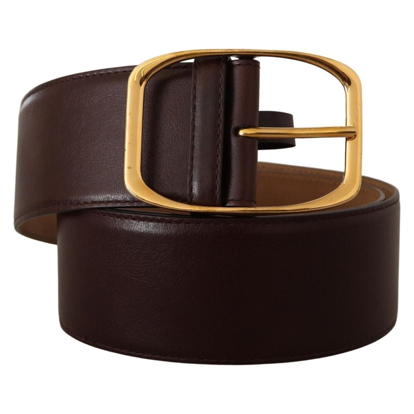 Dolce & Gabbana Elegant Dark Brown Leather Belt with Gold Buckle Dolce & Gabbana Black