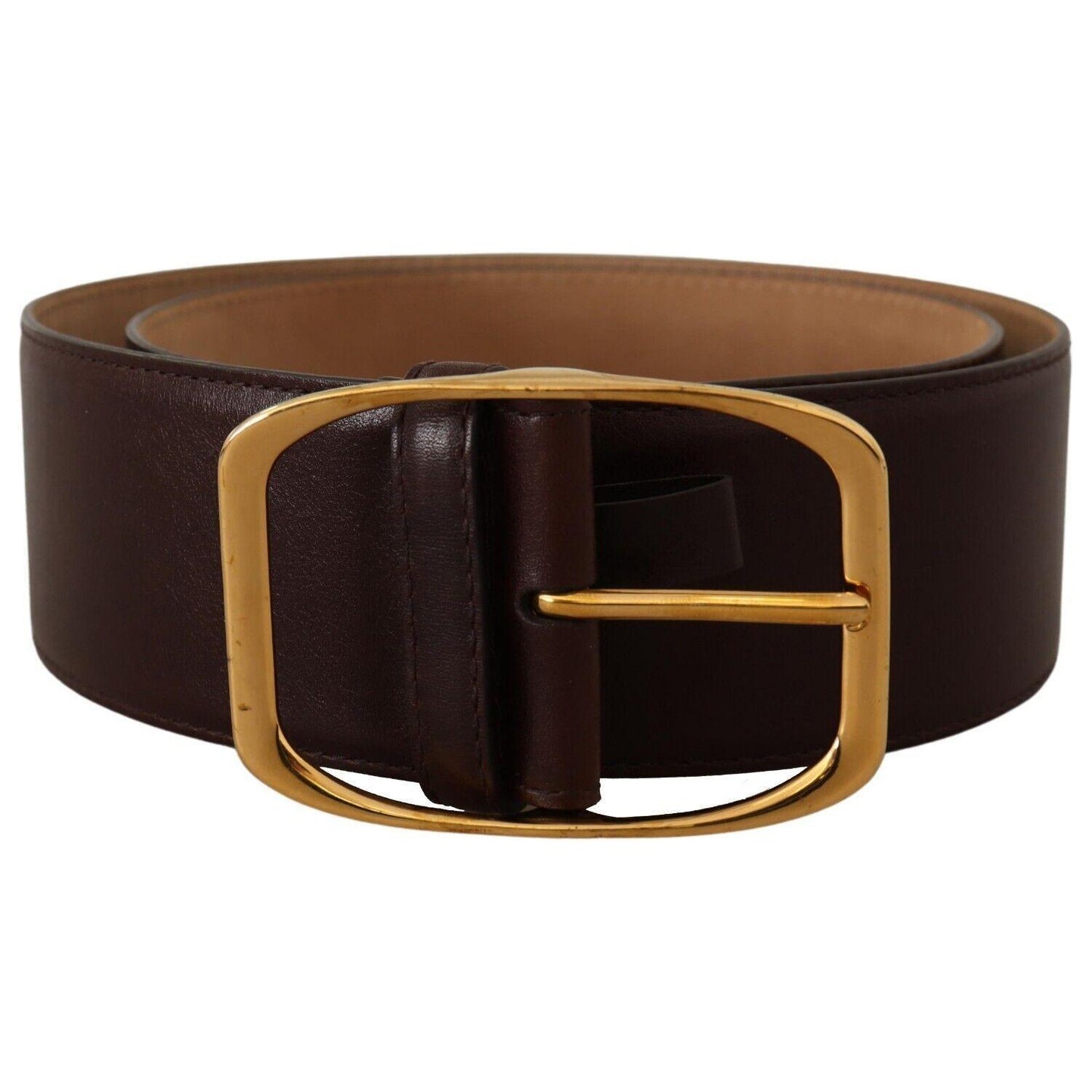 Dolce & Gabbana Elegant Dark Brown Leather Belt with Gold Buckle Dolce & Gabbana Black
