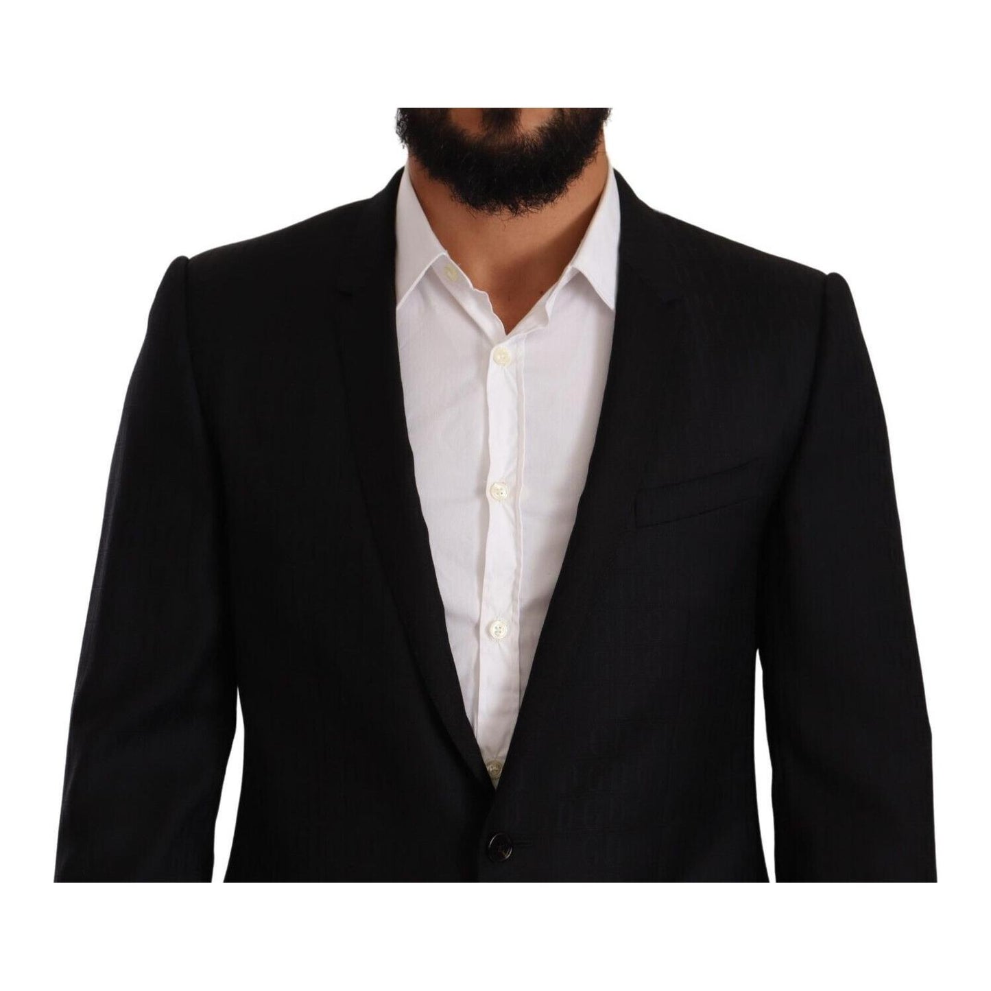 Dolce & Gabbana Black Wool Single Breasted Suit GOLD Jacket JKT3075 - 50