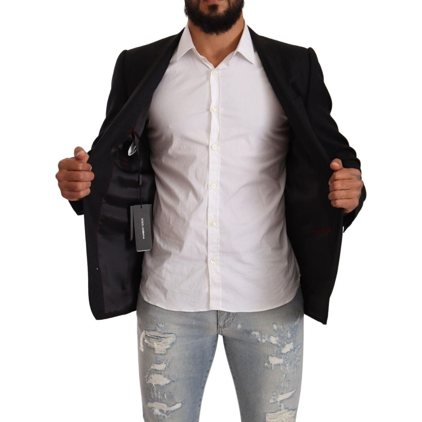 Dolce & Gabbana Black Wool Single Breasted Suit GOLD Jacket JKT3075 - 50