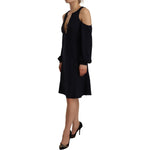 Twinset Black Long Sleeves Open Shoulder A-line Dress