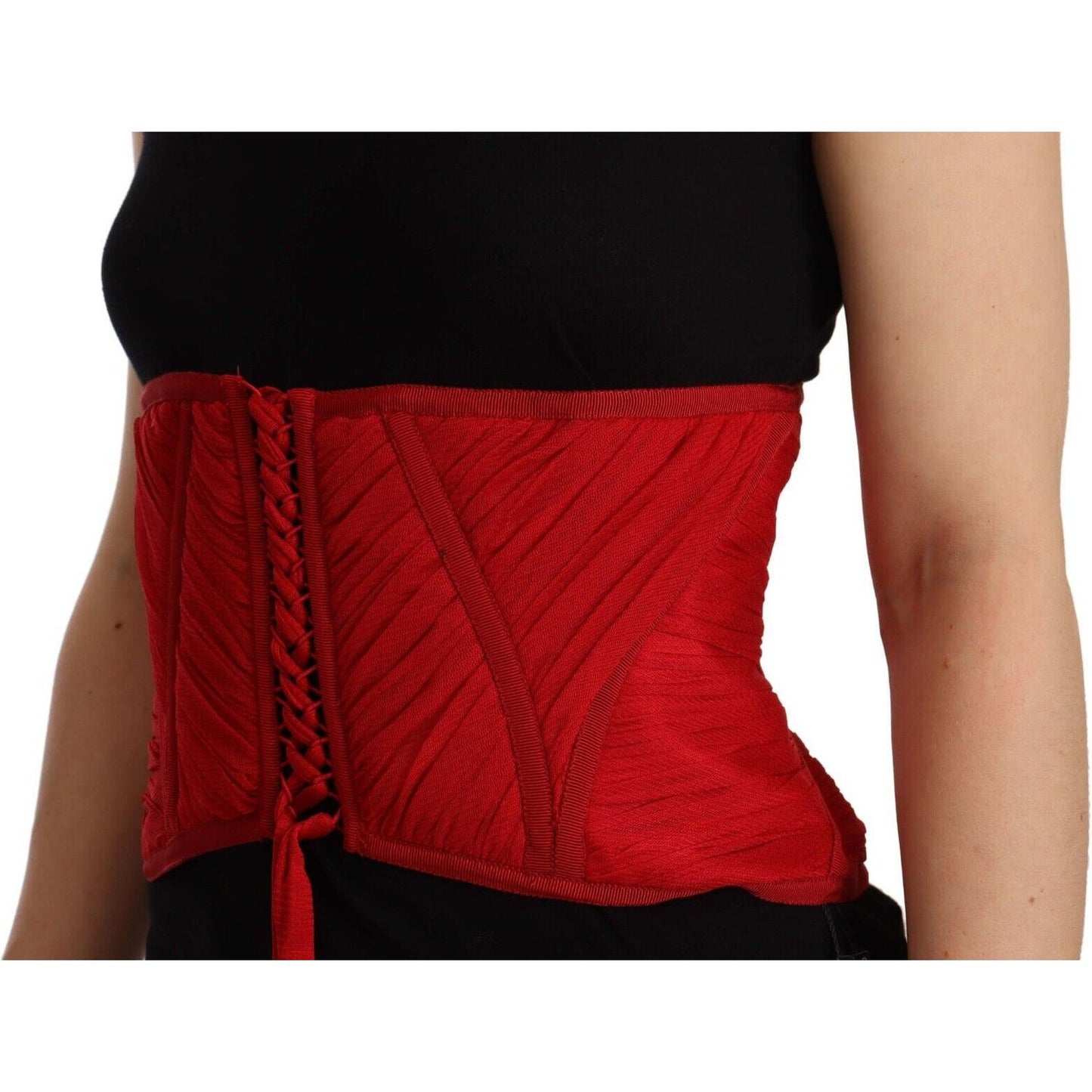 Dolce & Gabbana Elegant Red Silk Corset Belt Top Dolce & Gabbana Dark Red