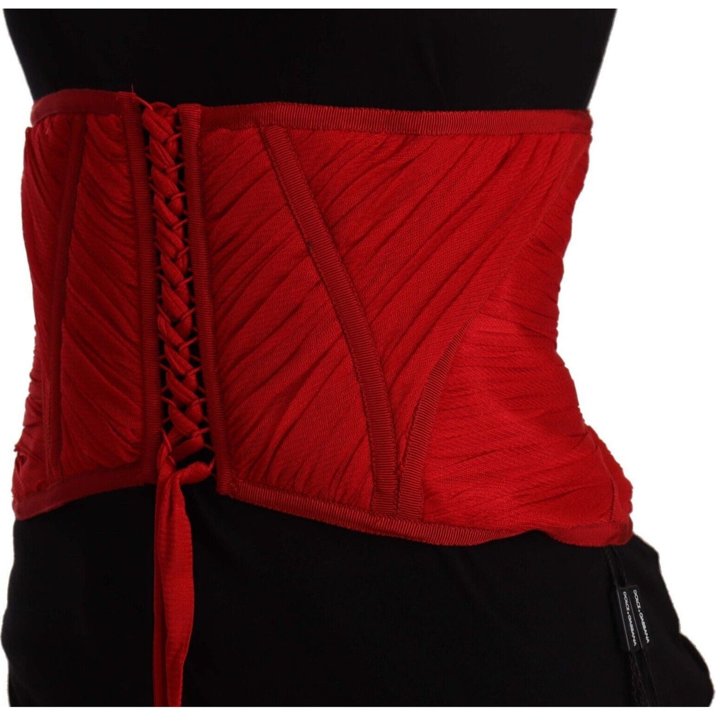 Dolce & Gabbana Elegant Red Silk Corset Belt Top Dolce & Gabbana Black