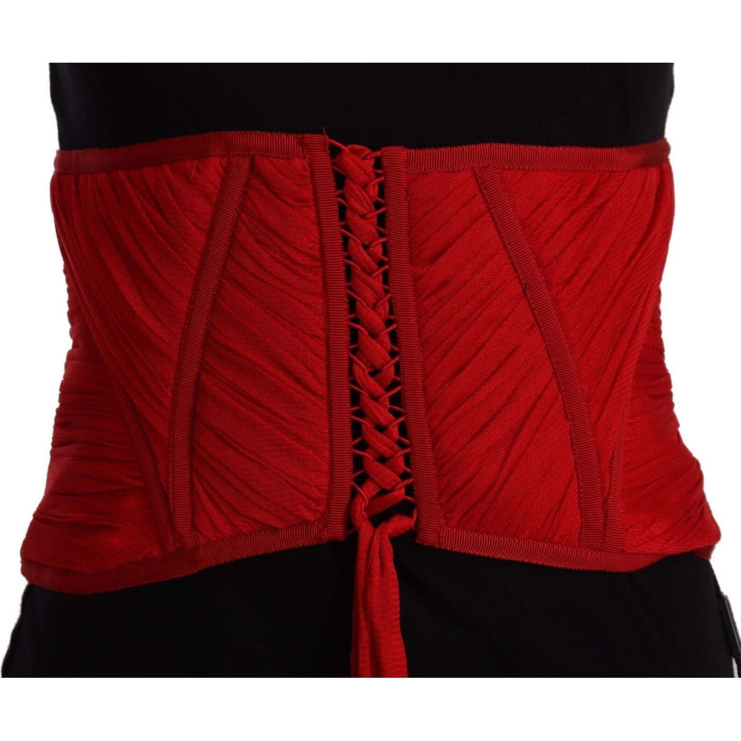 Dolce & Gabbana Elegant Red Silk Corset Belt Top Dolce & Gabbana Dark Red
