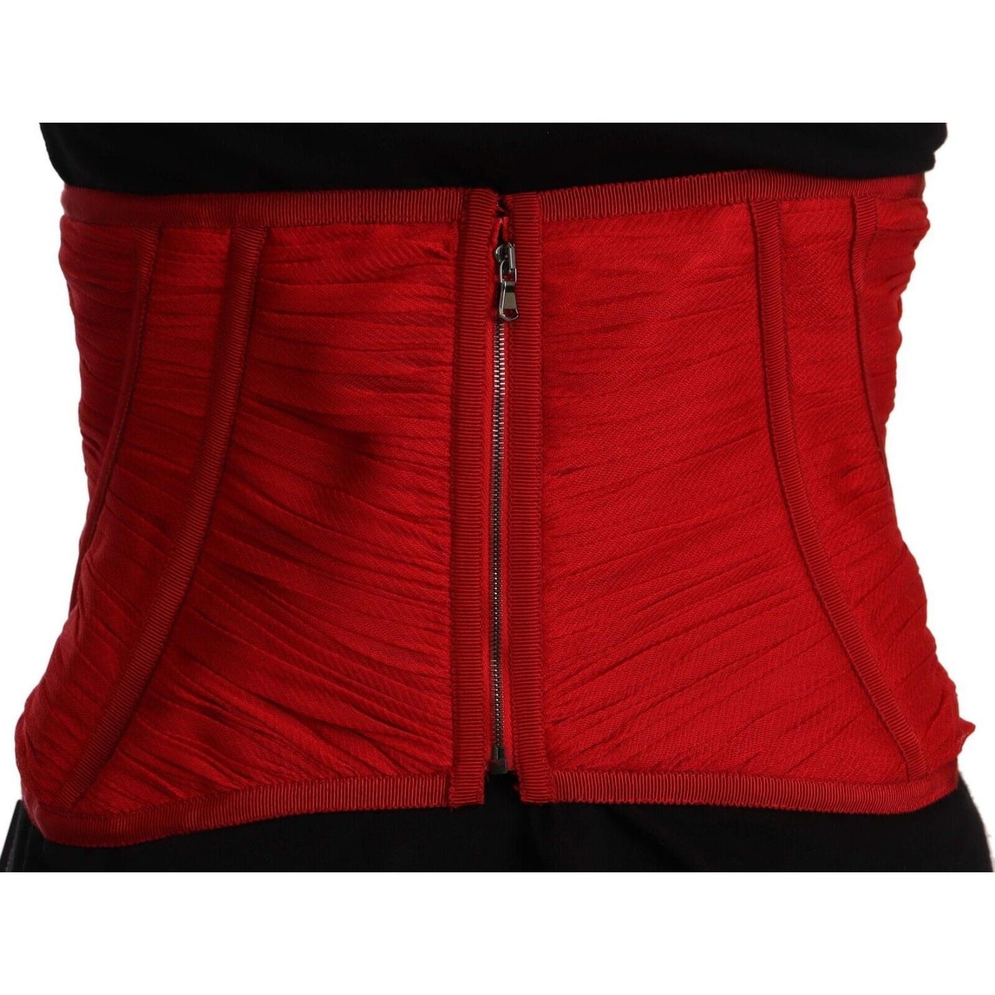 Dolce & Gabbana Elegant Red Silk Corset Belt Top Dolce & Gabbana Dark Red