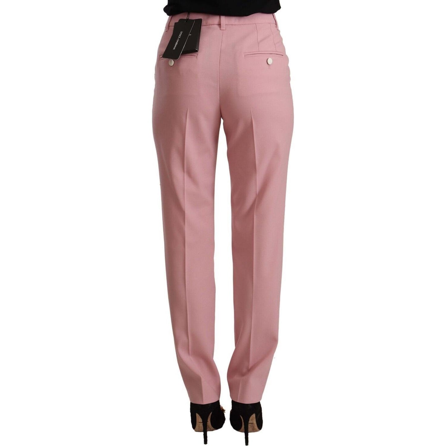 Dolce & Gabbana Elegant Pink High-Waisted Trousers Dolce & Gabbana Rosy Brown