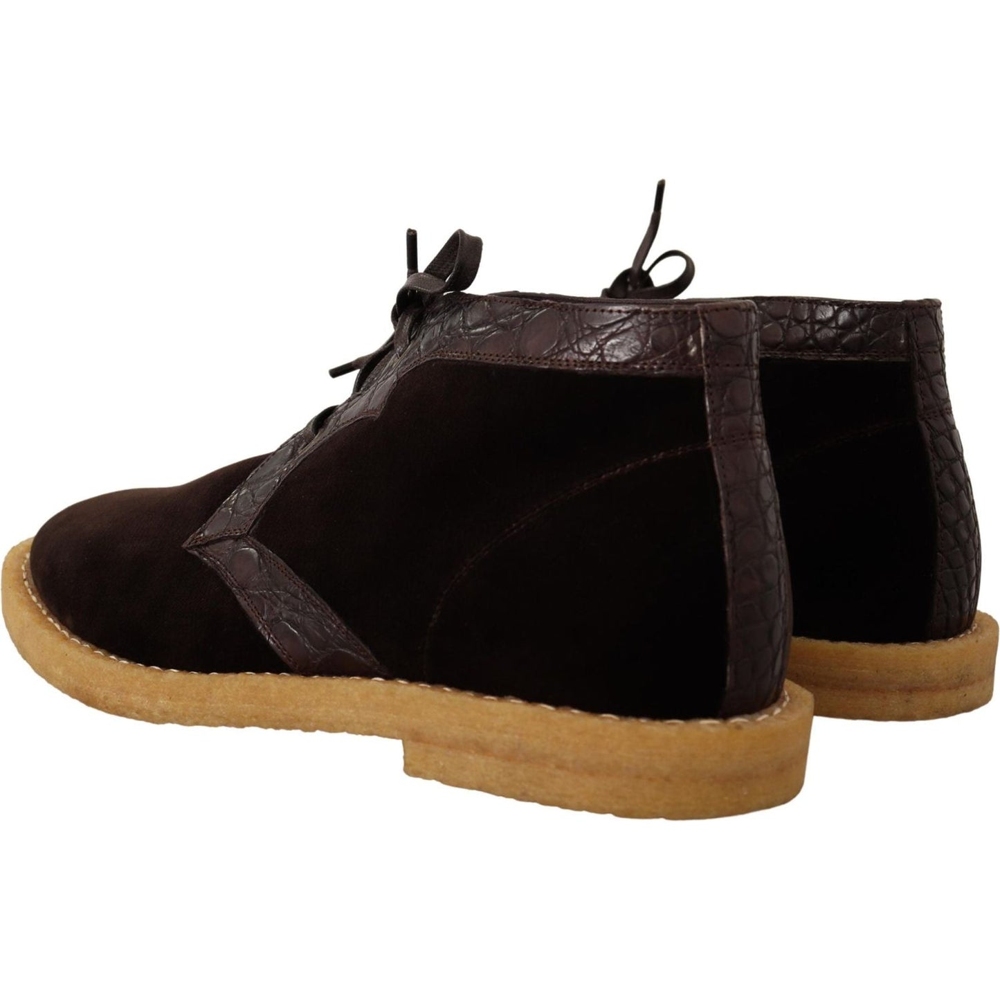 Dolce & Gabbana Exotic Caiman Leather Ankle Boots in Brown Dolce & Gabbana Dark Khaki