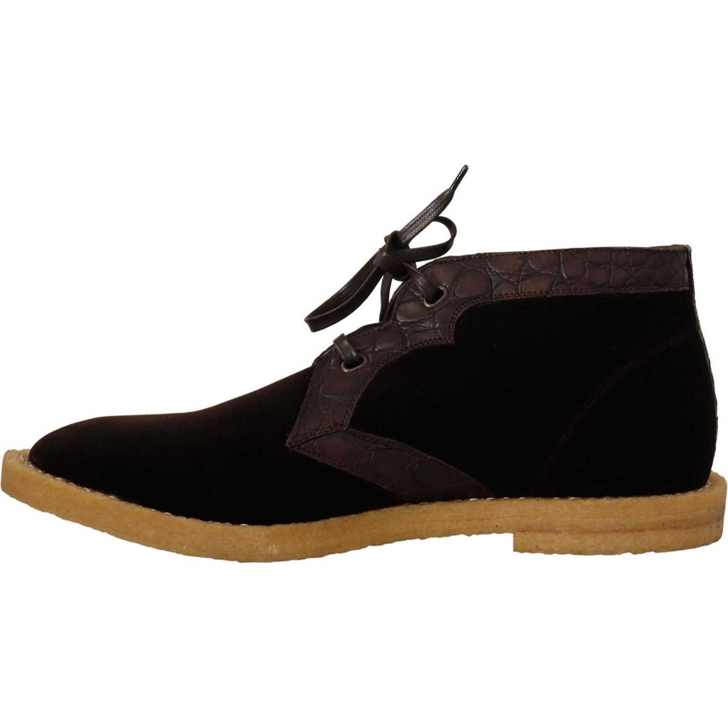 Dolce & Gabbana Exotic Caiman Leather Ankle Boots in Brown Dolce & Gabbana Dark Khaki